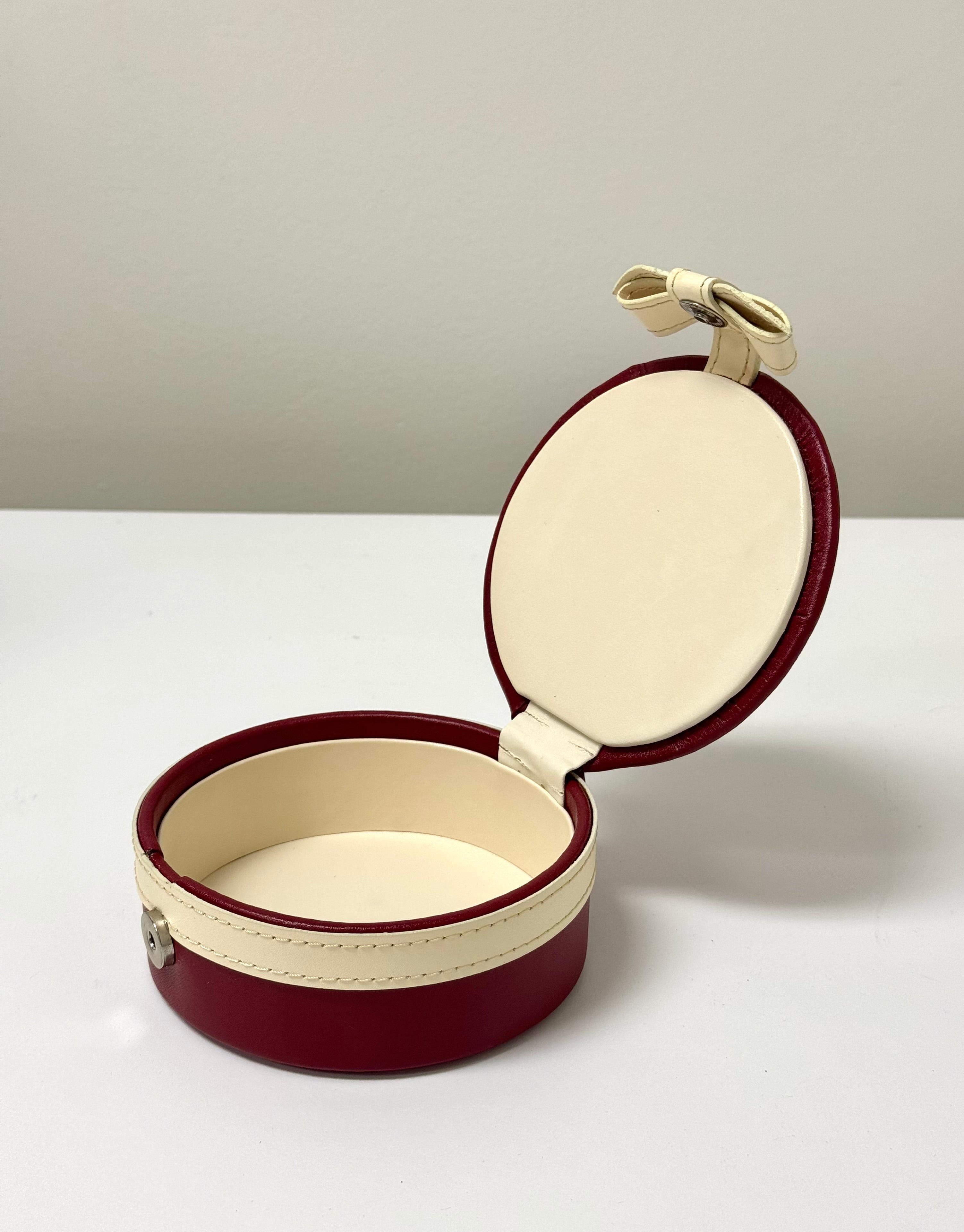 DANIER Red Leather Box with Ivory Bow