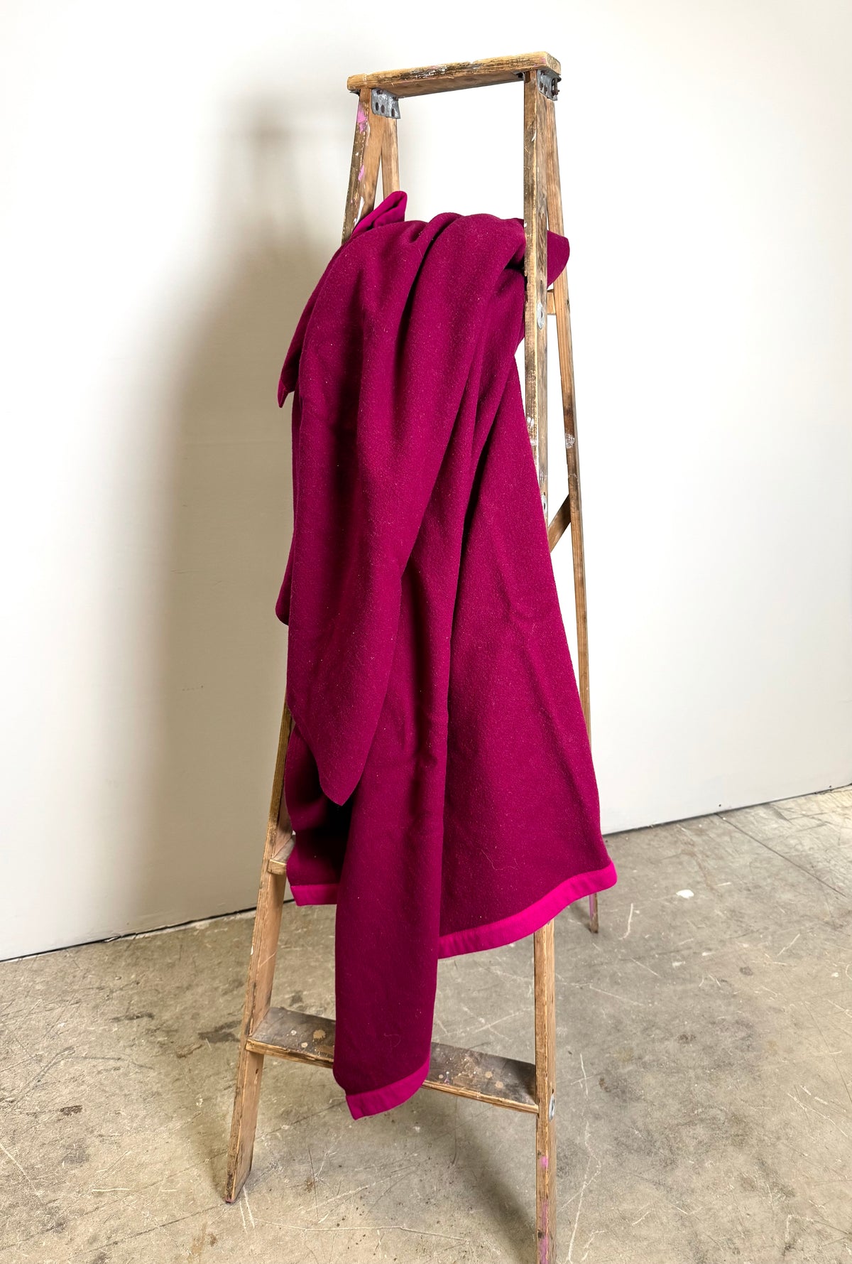 Vintage Deep Fuchsia 66" x 82" Wool Blanket