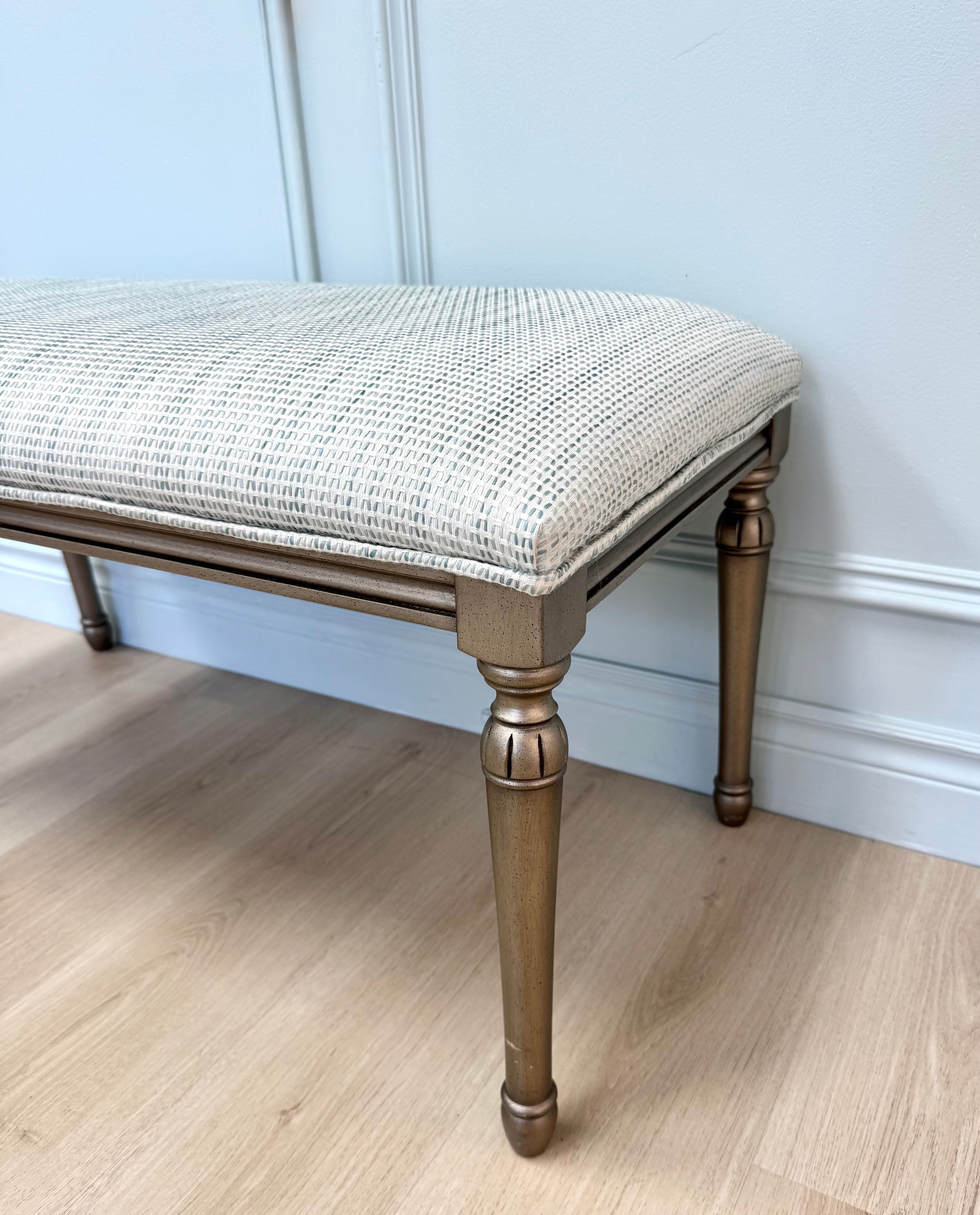 Turquoise Blue Weave Bench