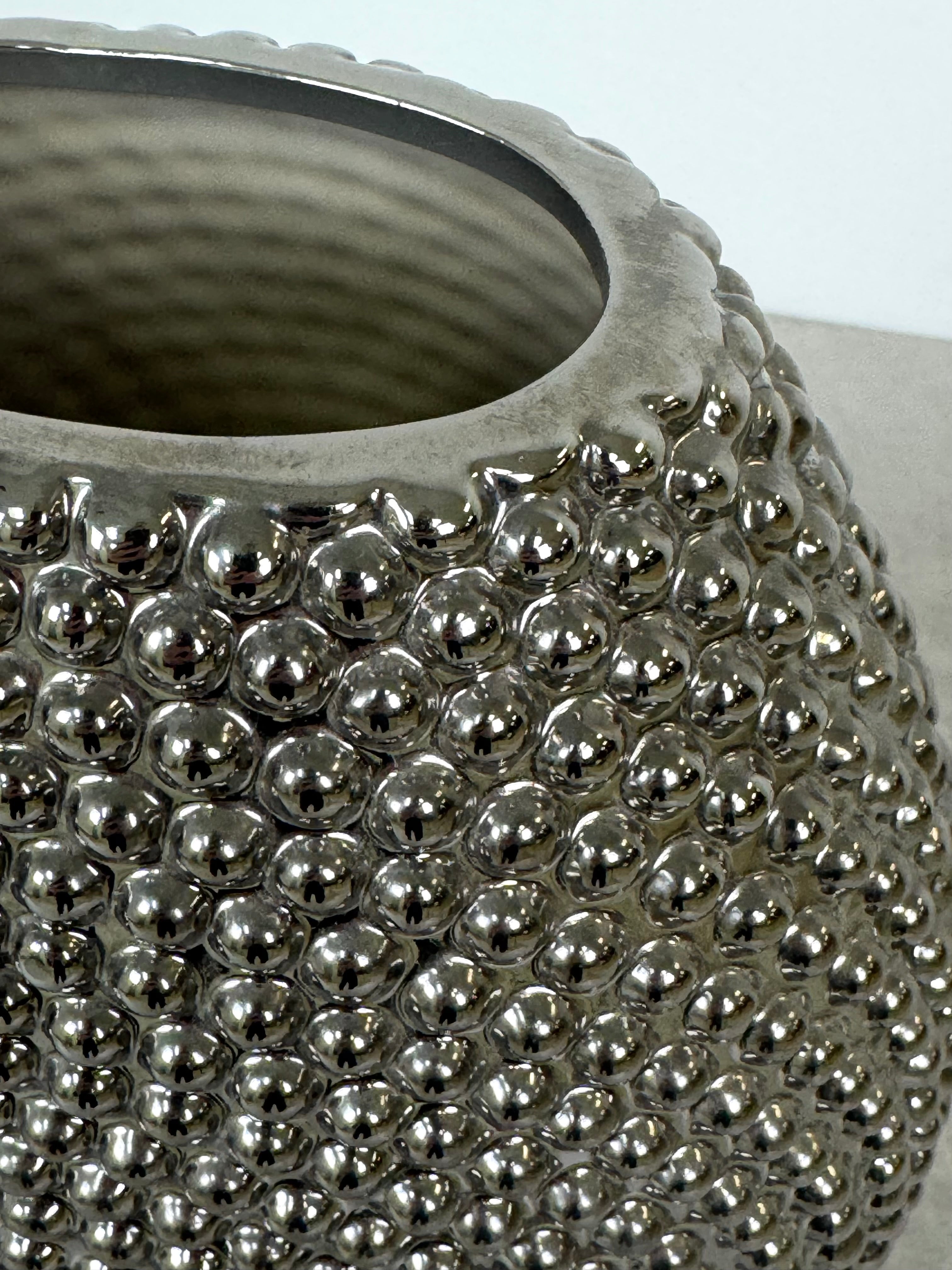 Silver Beaded Ceramic Vase