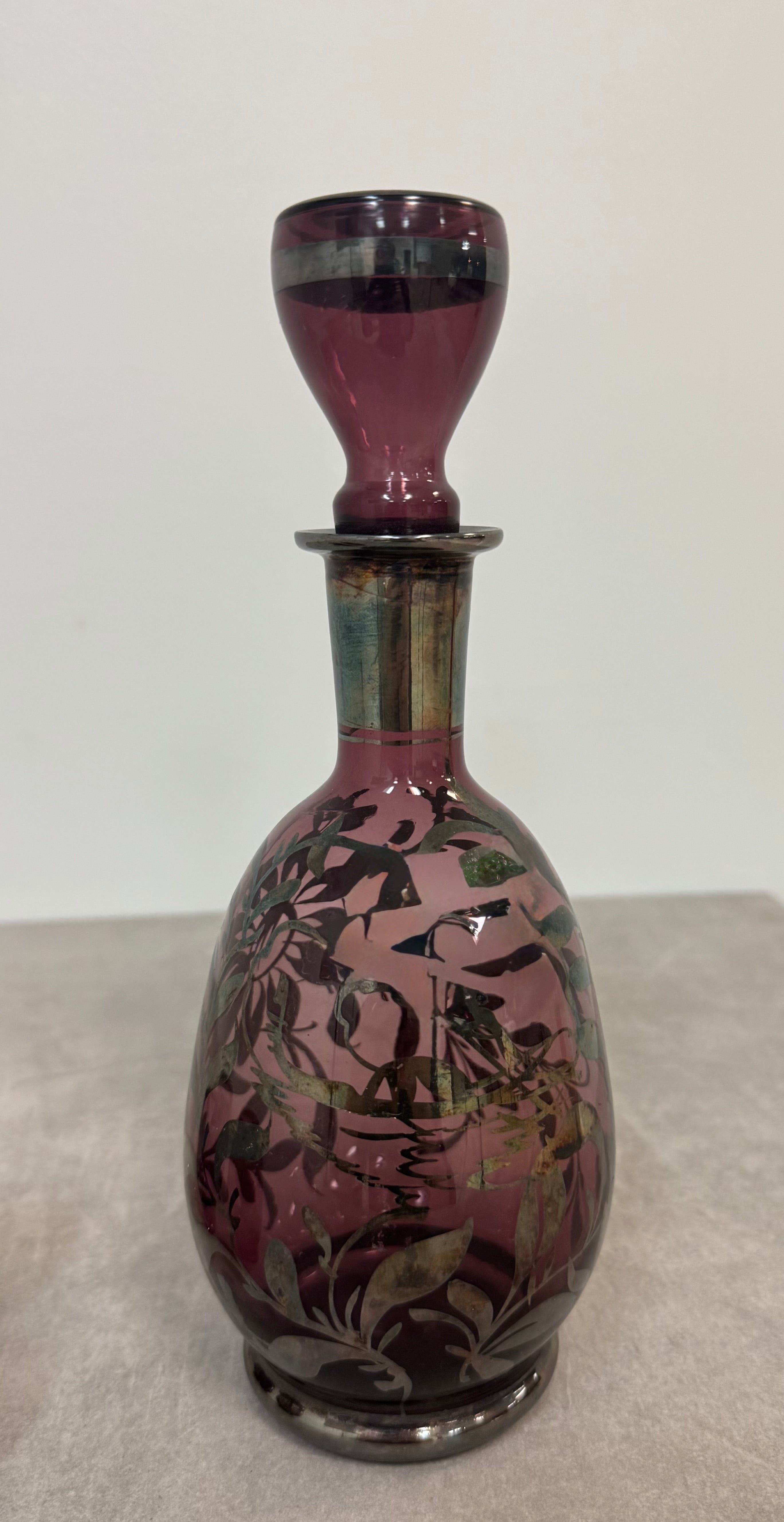 Vintage Italian Amethyst Glass Decanter Set