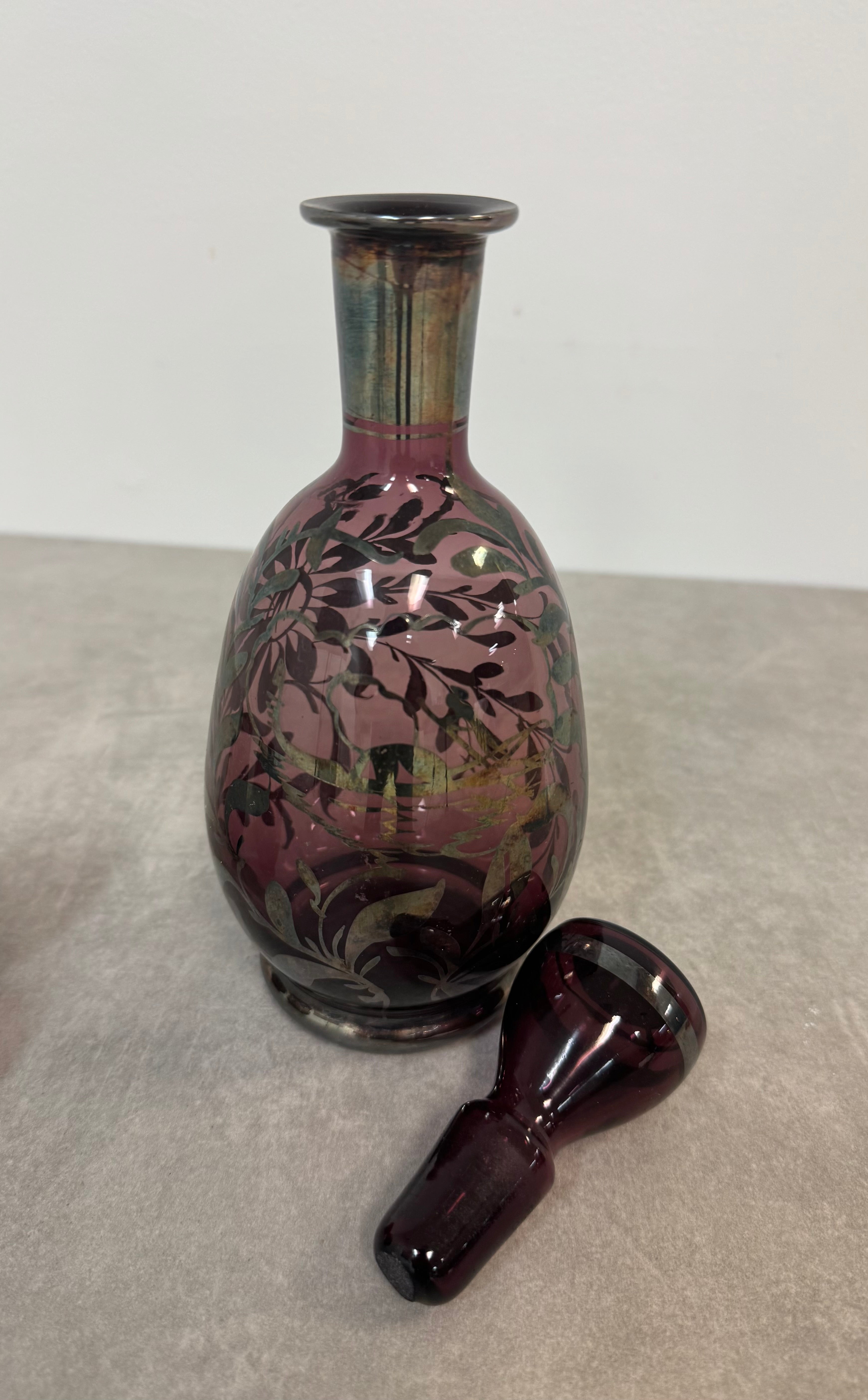 Vintage Italian Amethyst Glass Decanter Set