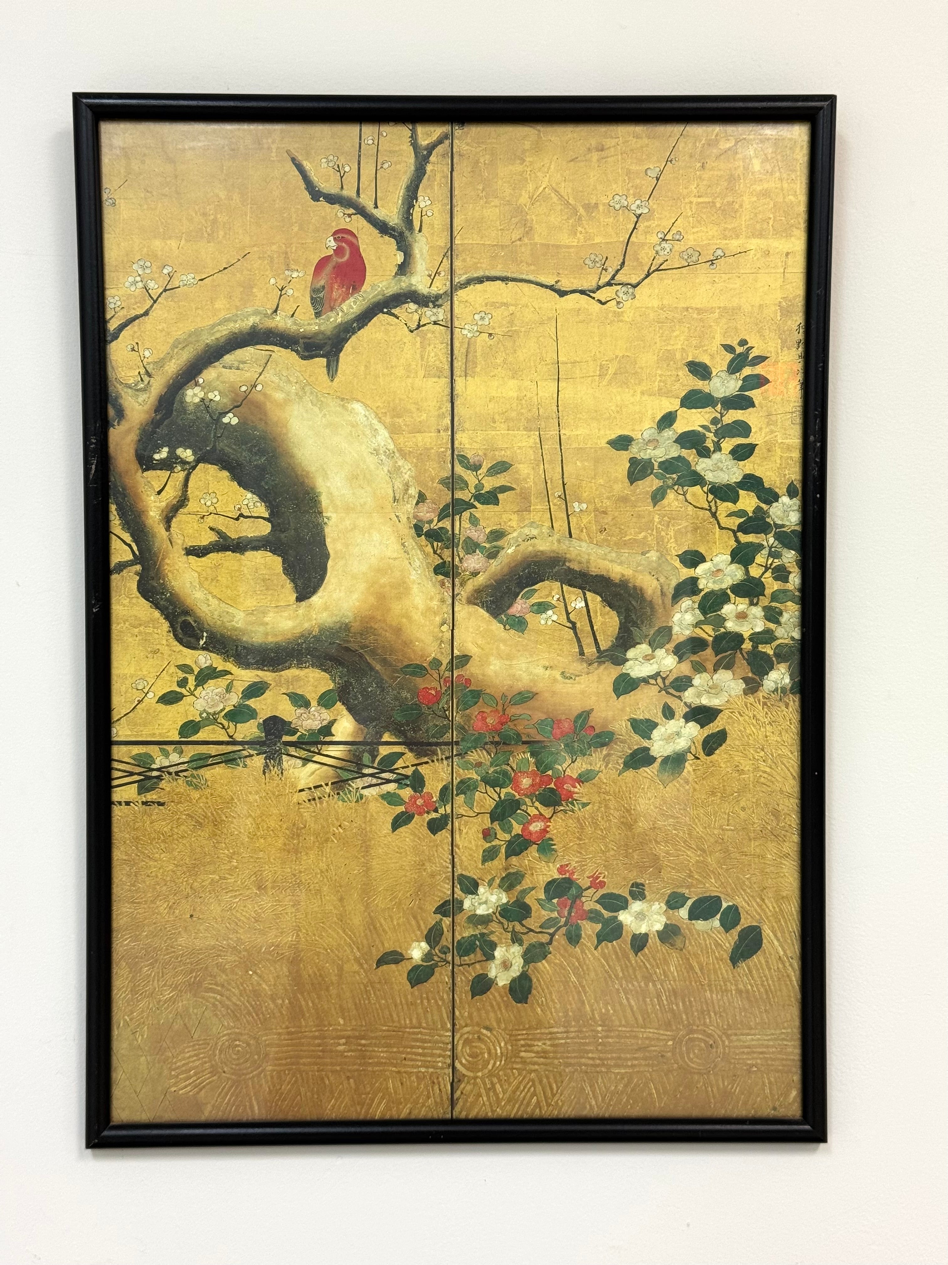 Vintage Rose-ringed Parakeet Japanese Art Print