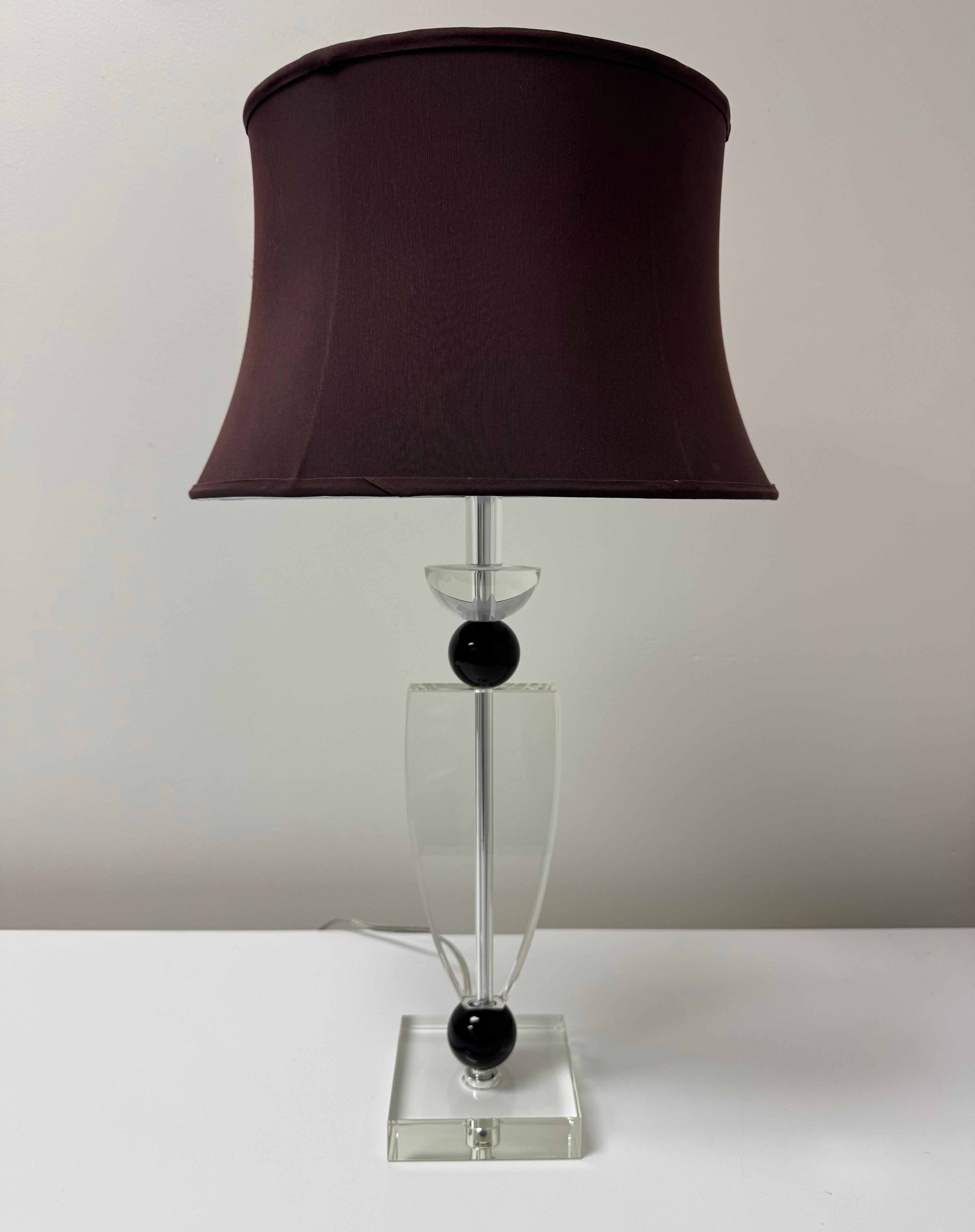 Clear Glass & Black Sphere Lamp