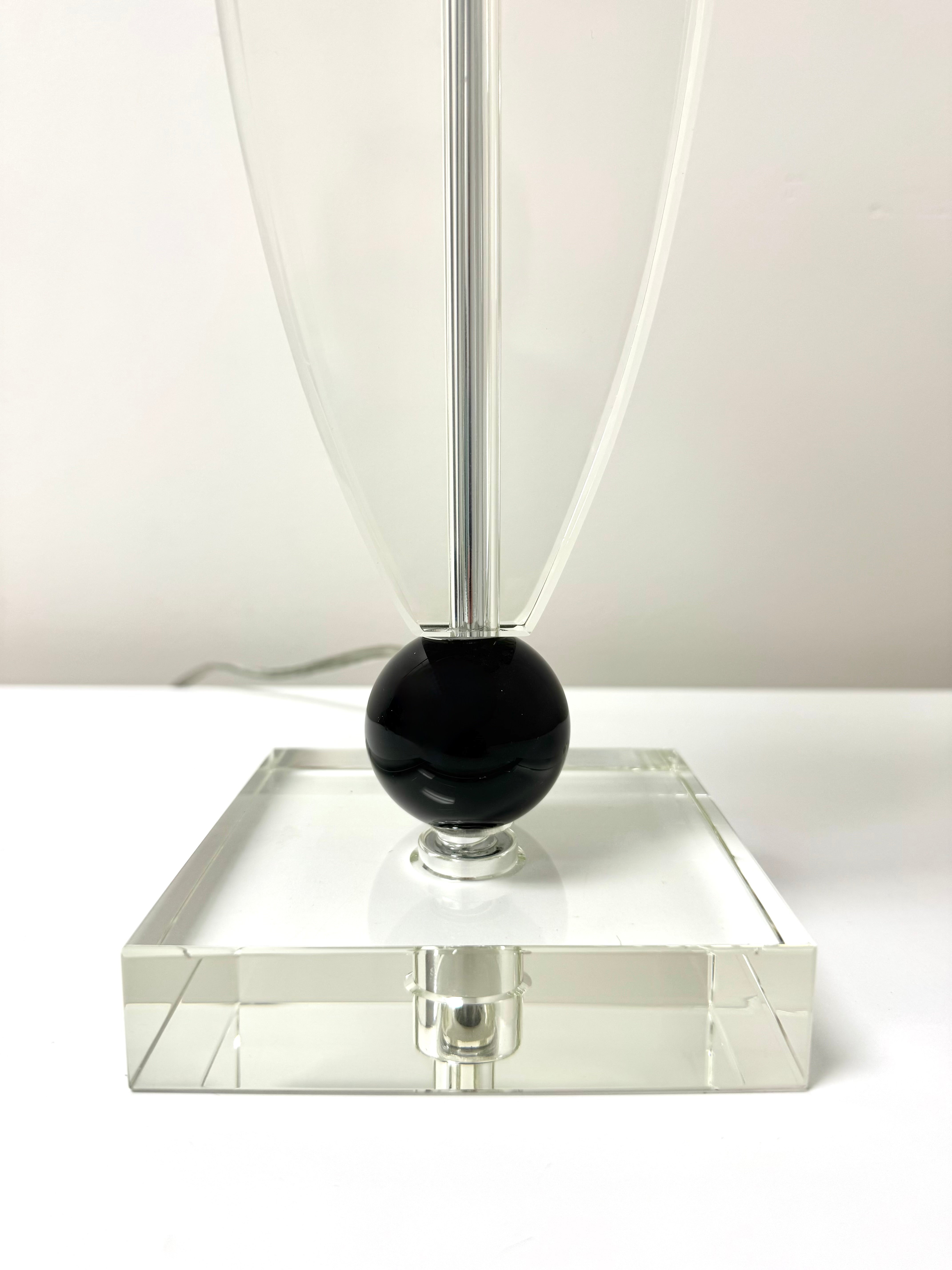 Clear Glass & Black Sphere Lamp