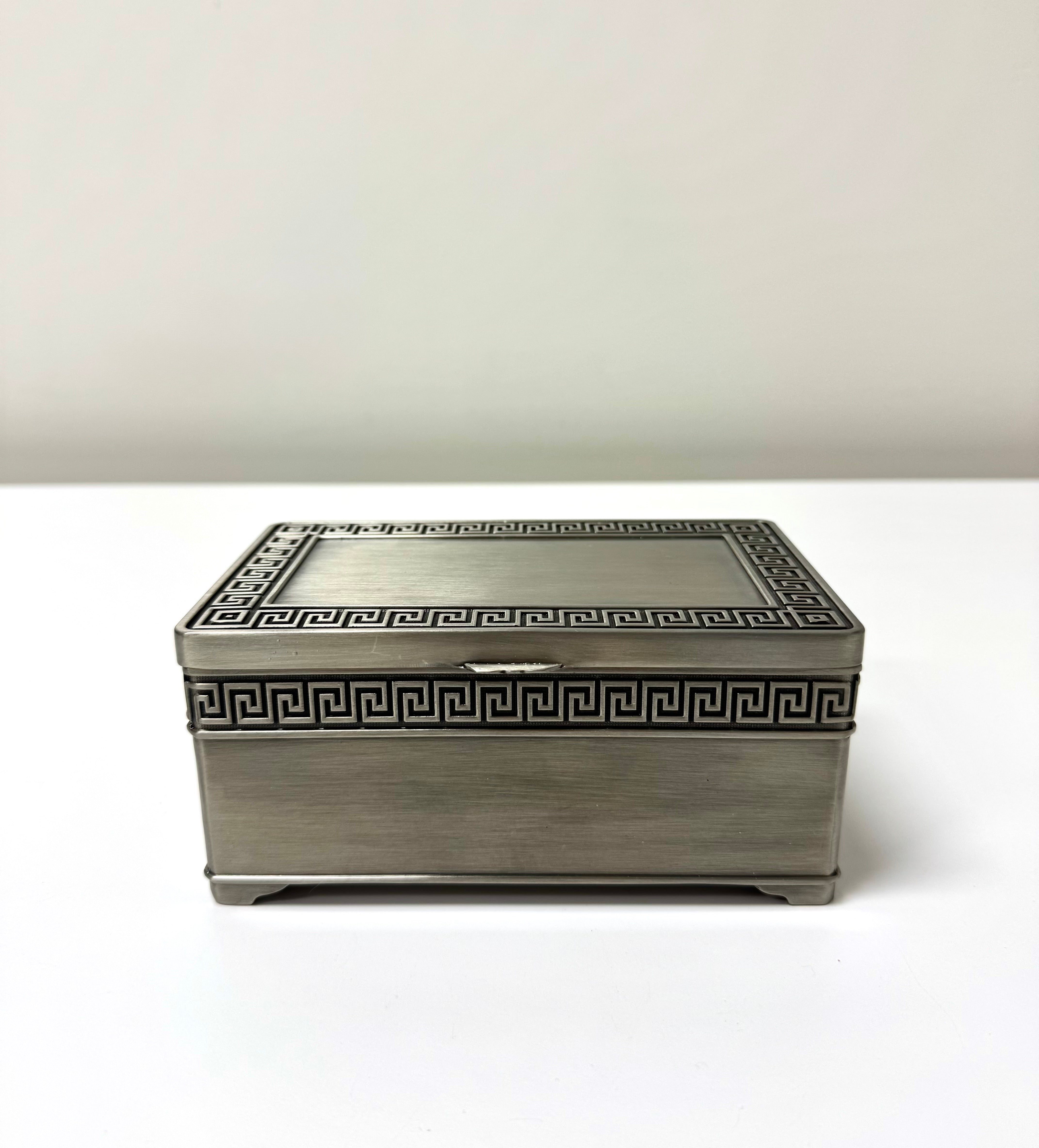 Greek Key Pewter Jewellery Box