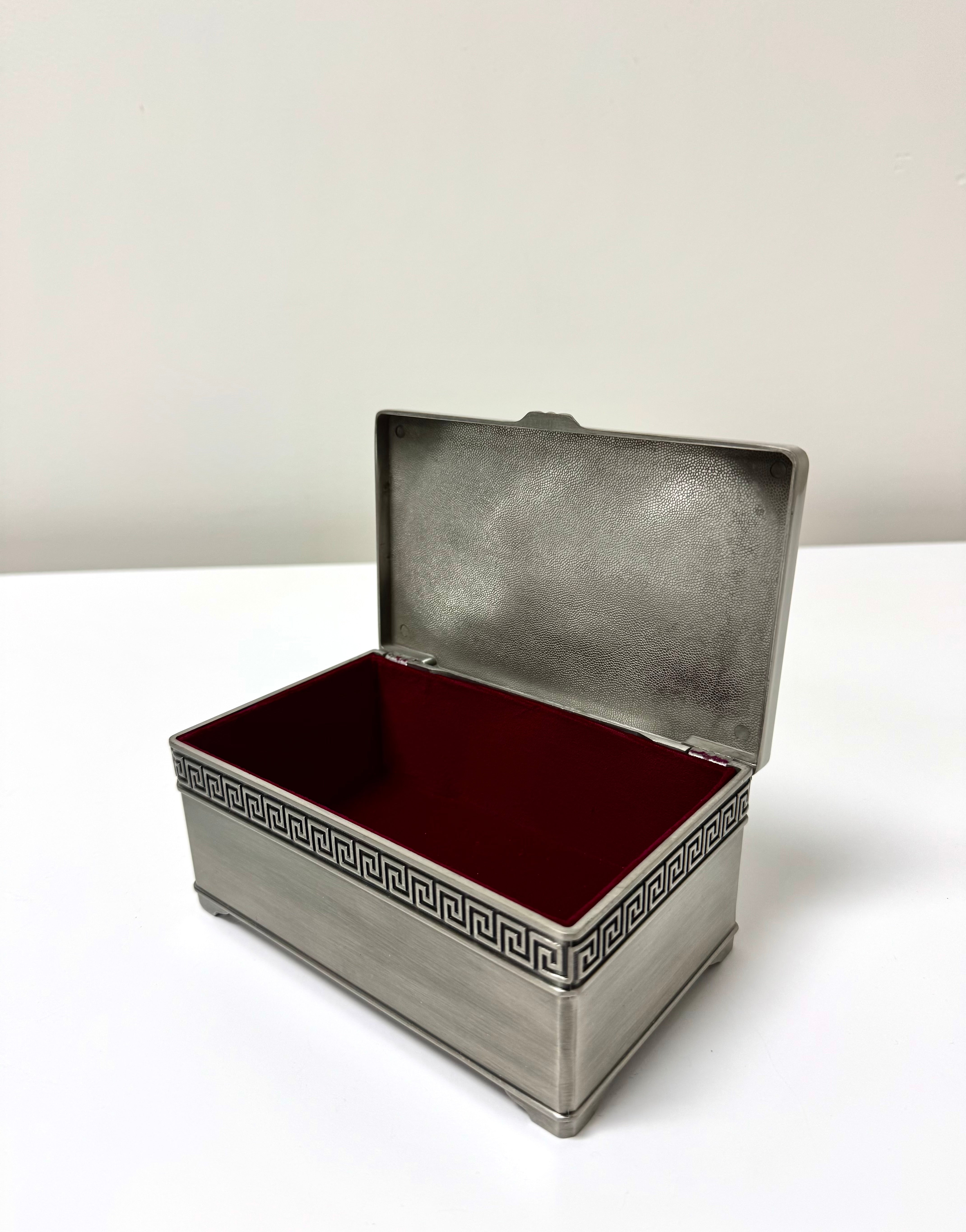 Greek Key Pewter Jewellery Box