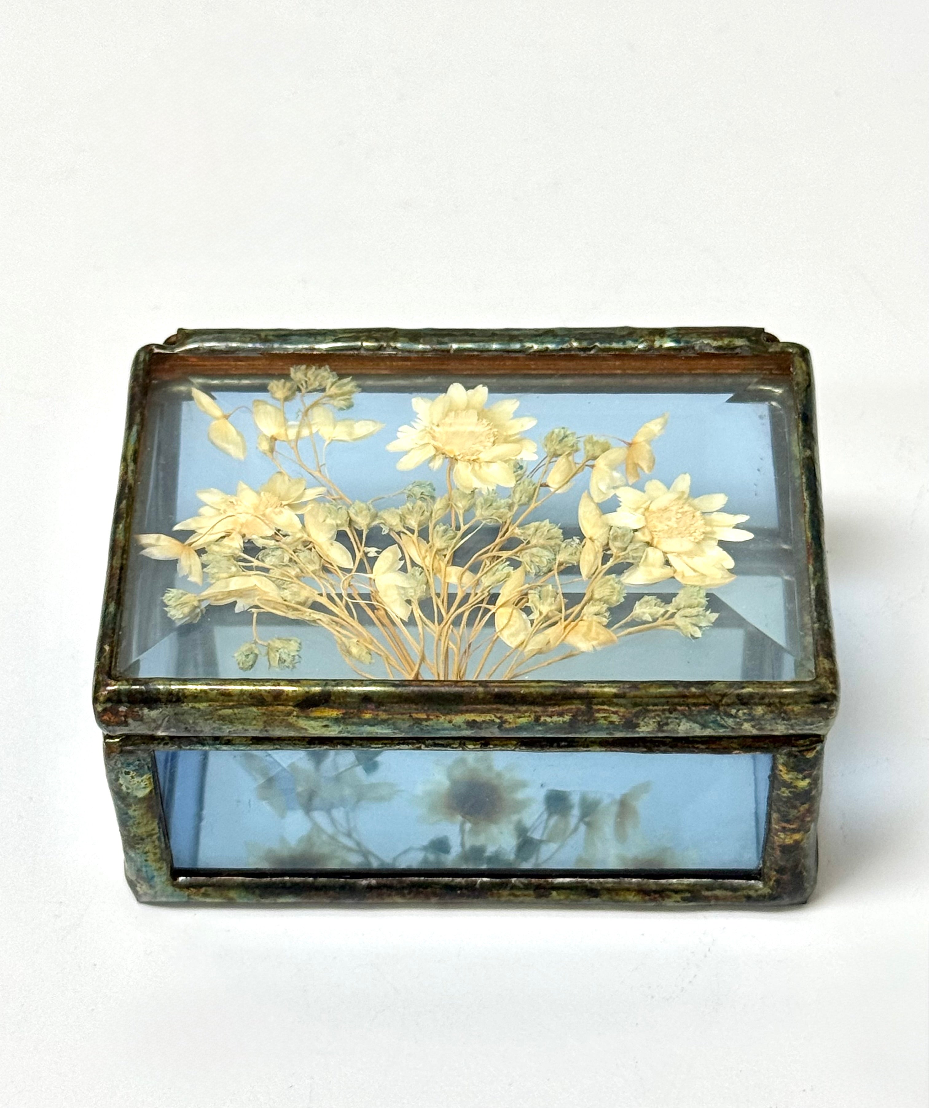 Stained Glass Box with Pressed Flowers