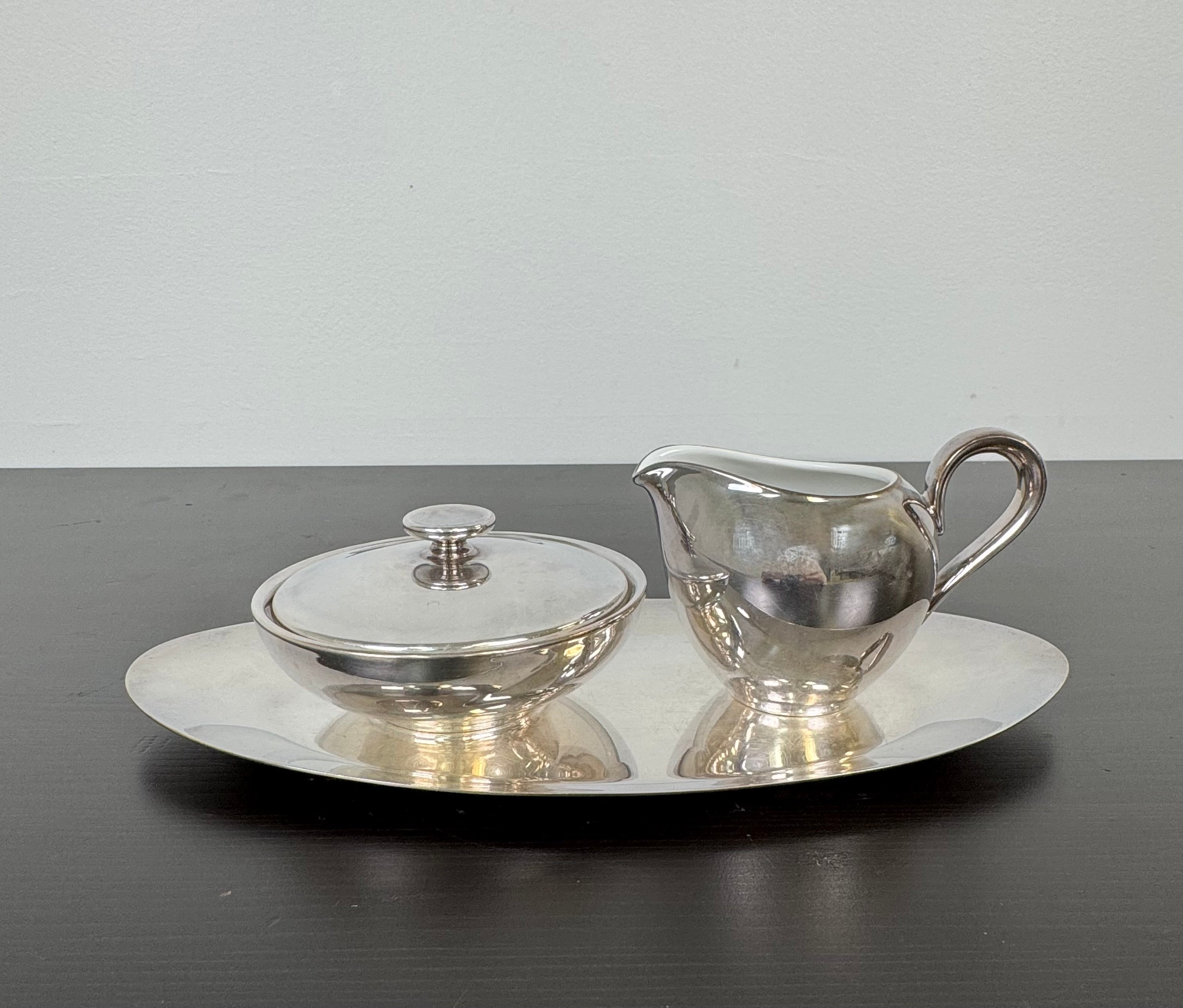 Silver Porcleain Cream & Sugar Set
