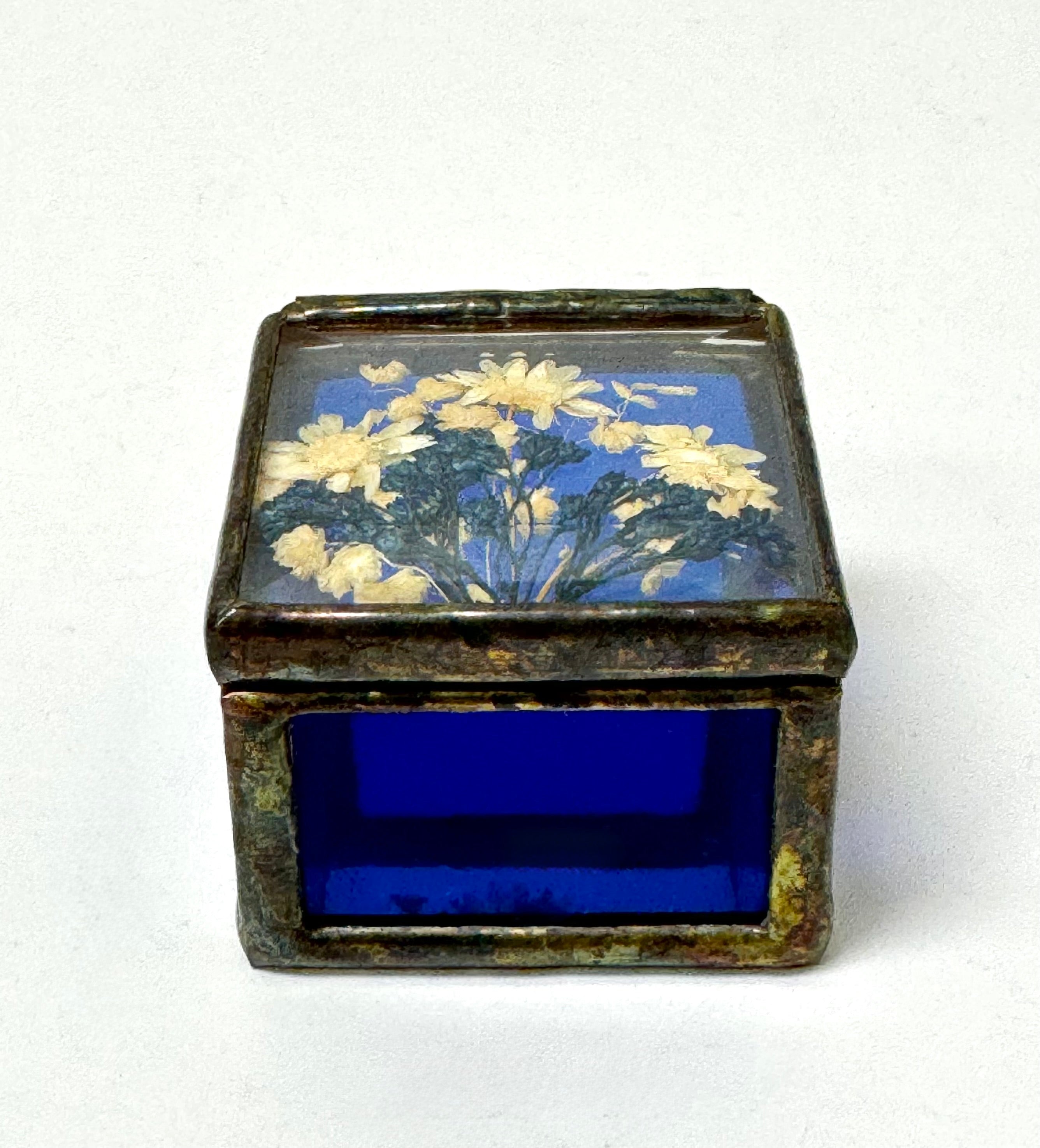 Stained Glass Box with Pressed Flowers