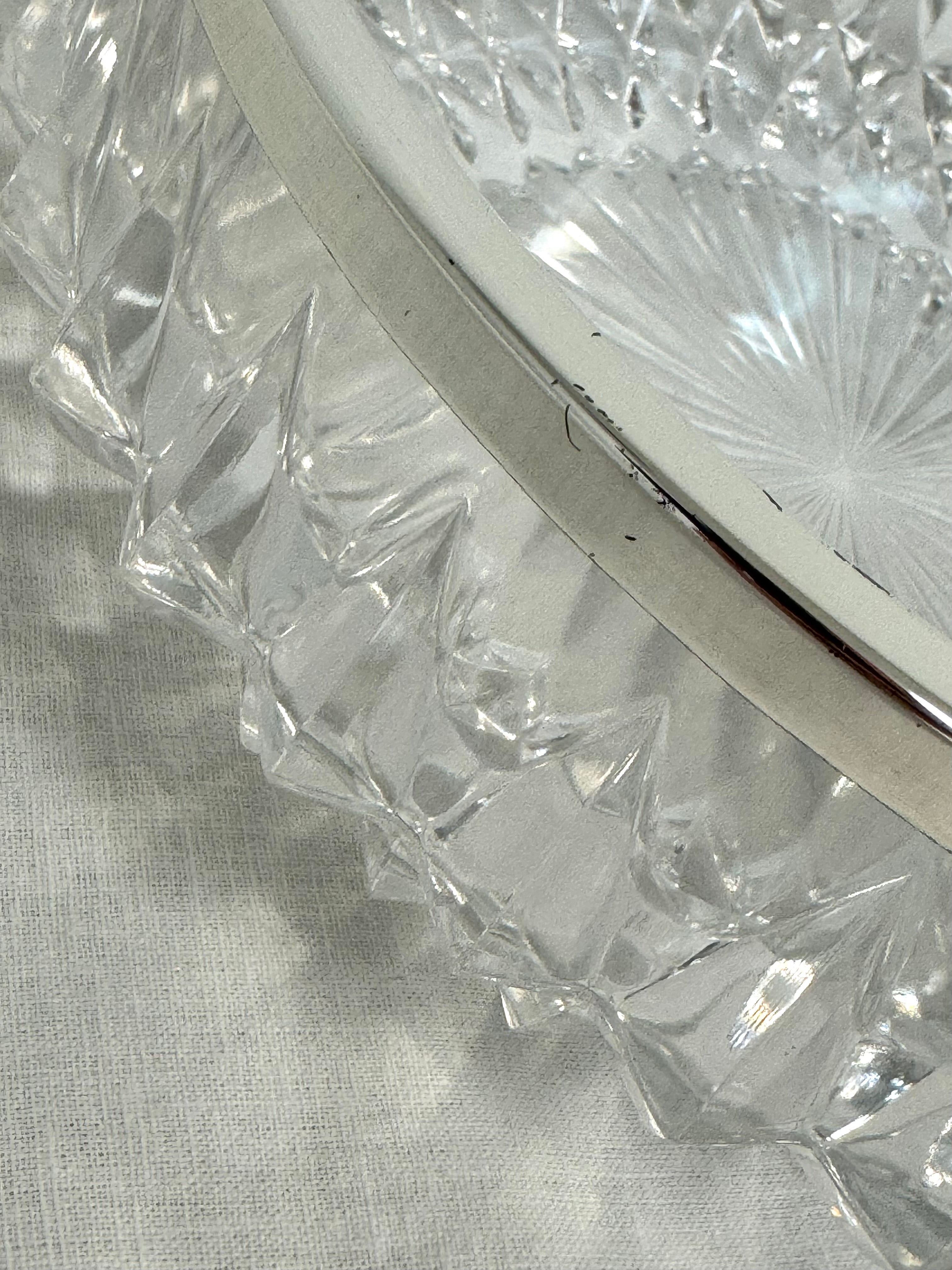 Cut Glass 9" Bowl with Silver Rim