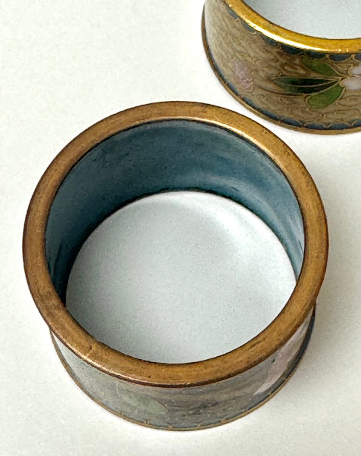 Vintage Cloisonne Enamel Napkin Rings Set of 8