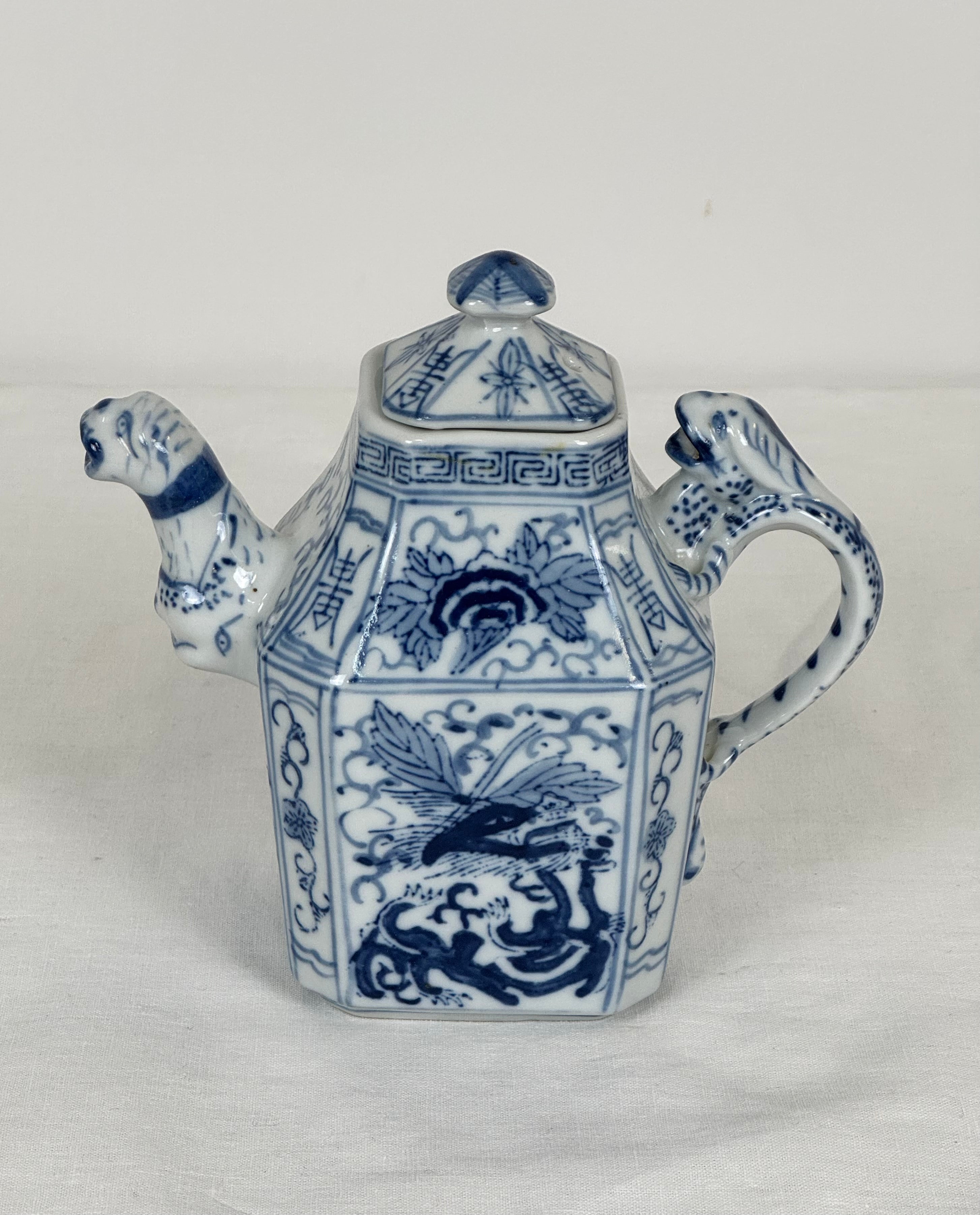 Vintage Blue & White Chinese Teapot