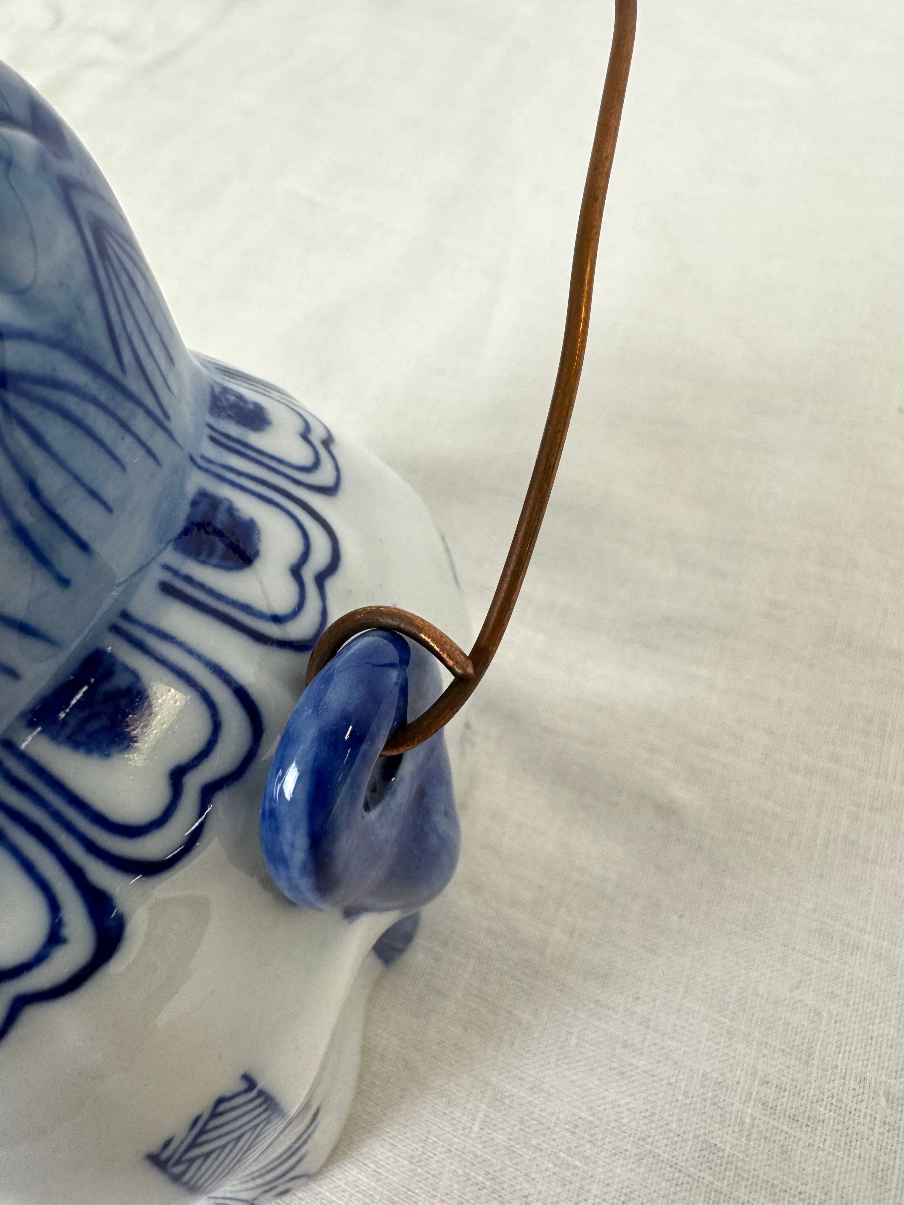 Vintage Blue & White Elephant Teapot