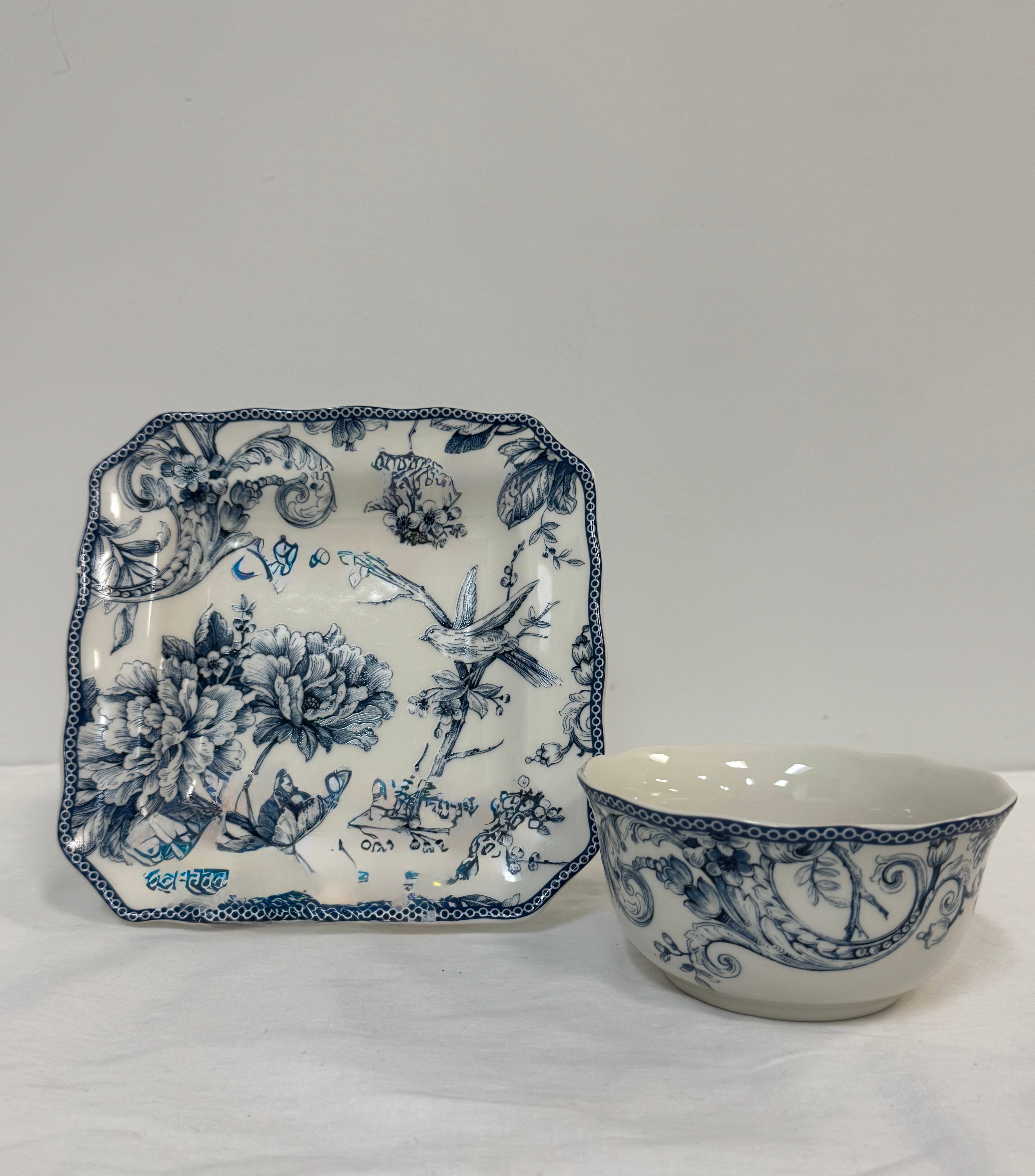 'Adelaide Blue' Bowl and Plate Set