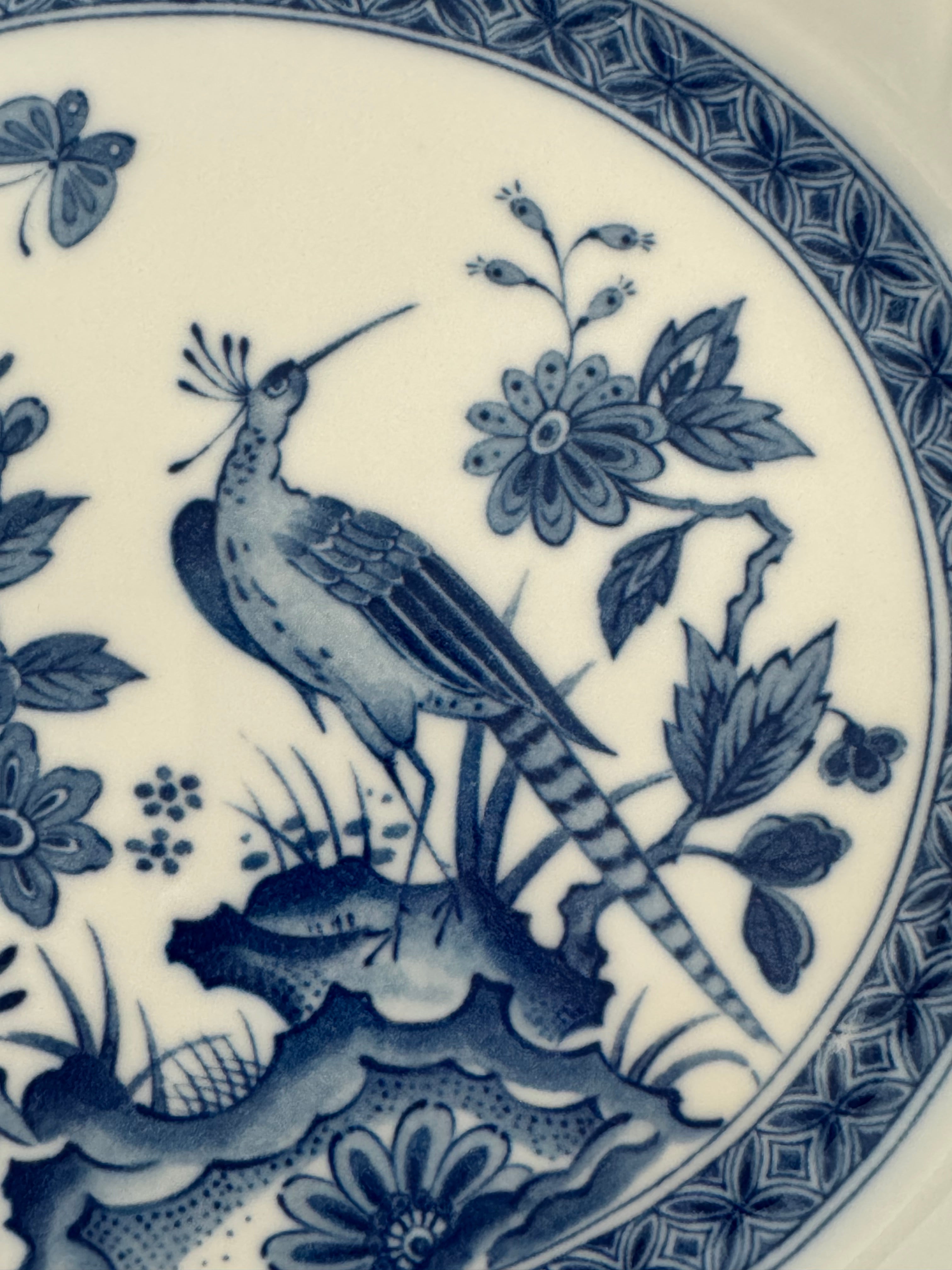 Blue & White Pheasant 11" Dish