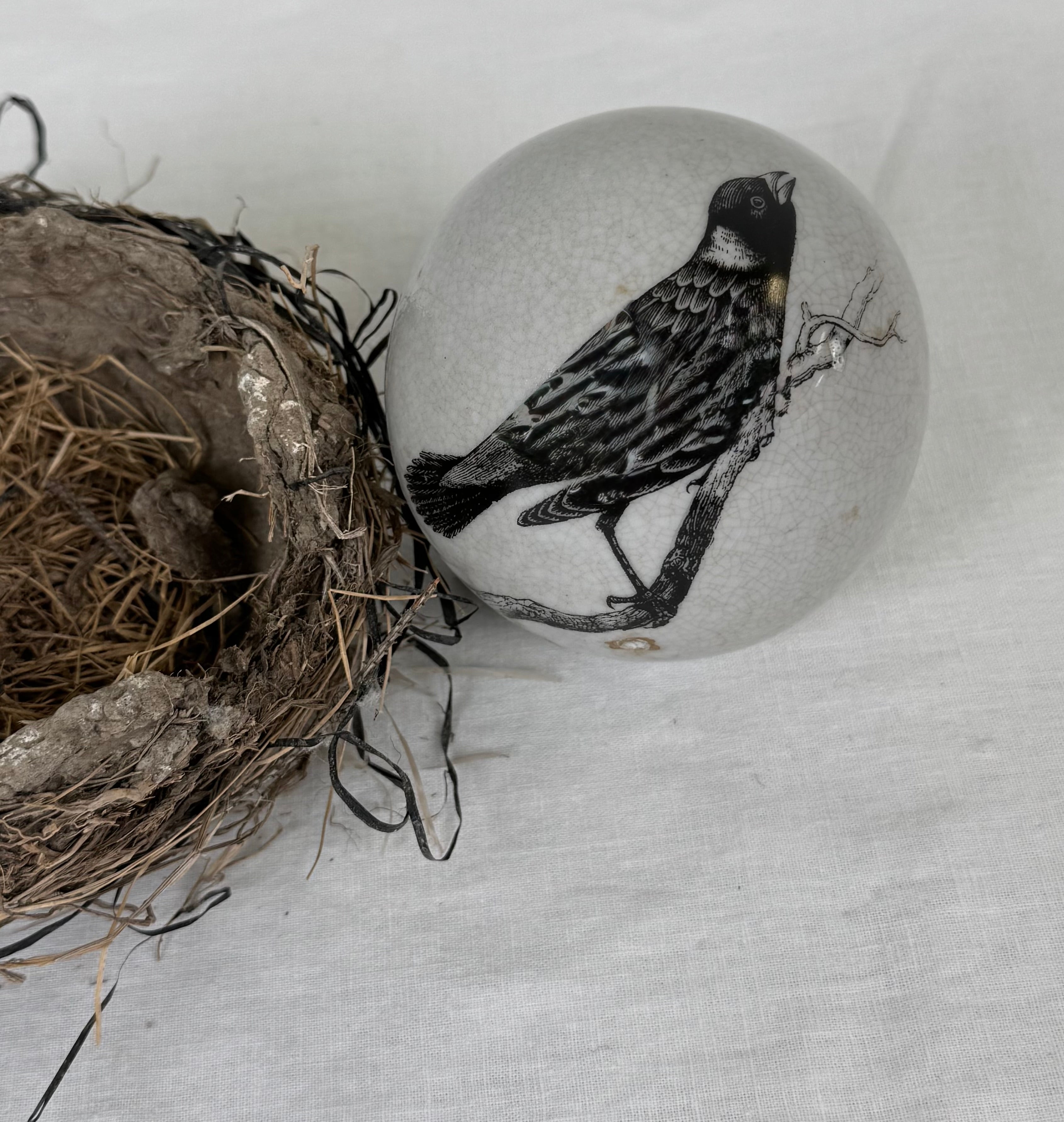 Crackled Glaze Decorative Bird Ball