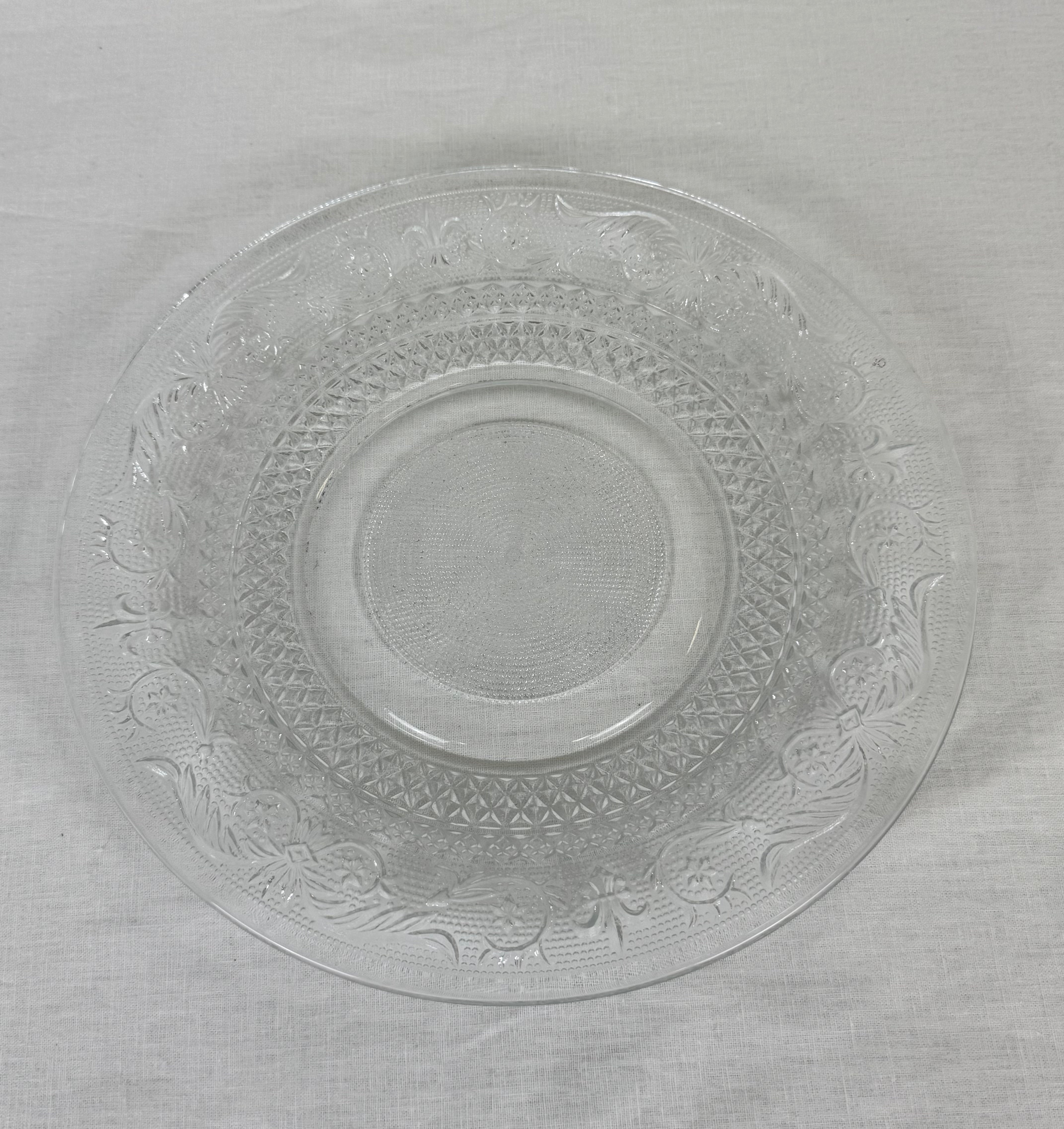Embossed Floral Pressed Glass 10" Plate