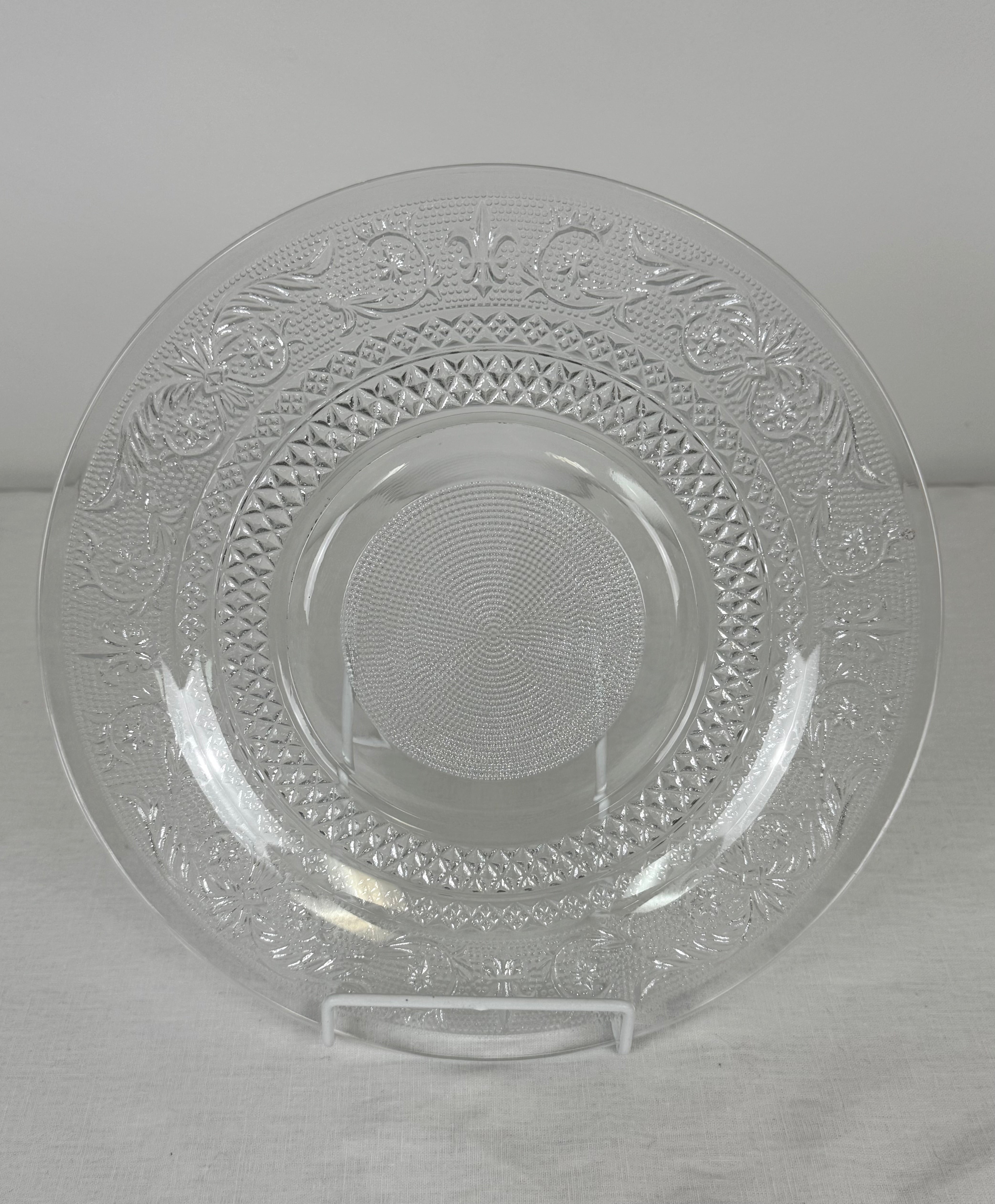 Embossed Floral Pressed Glass 10" Plate