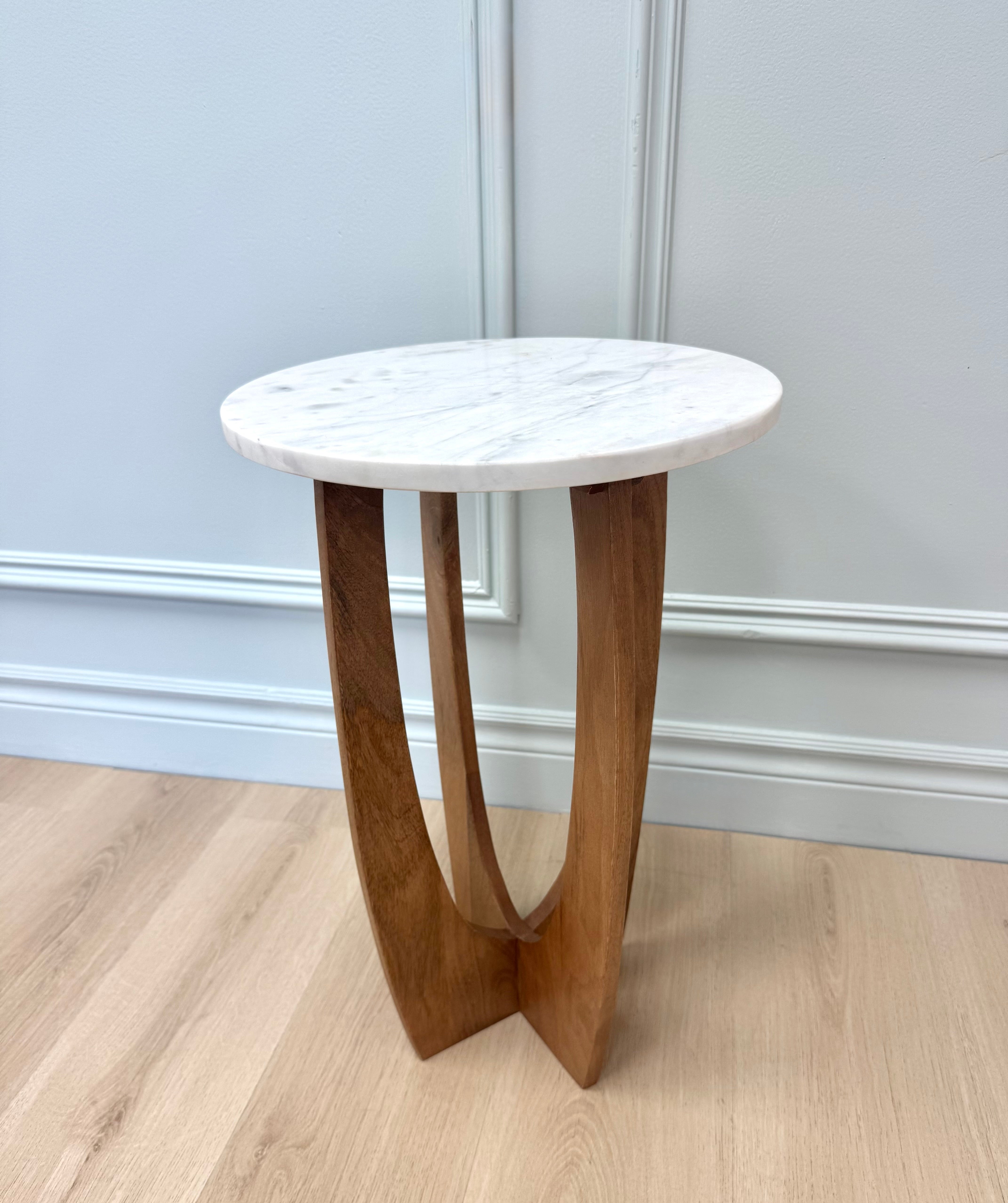 Curva Side Table with Marble Top (14" diameter x 22"H)