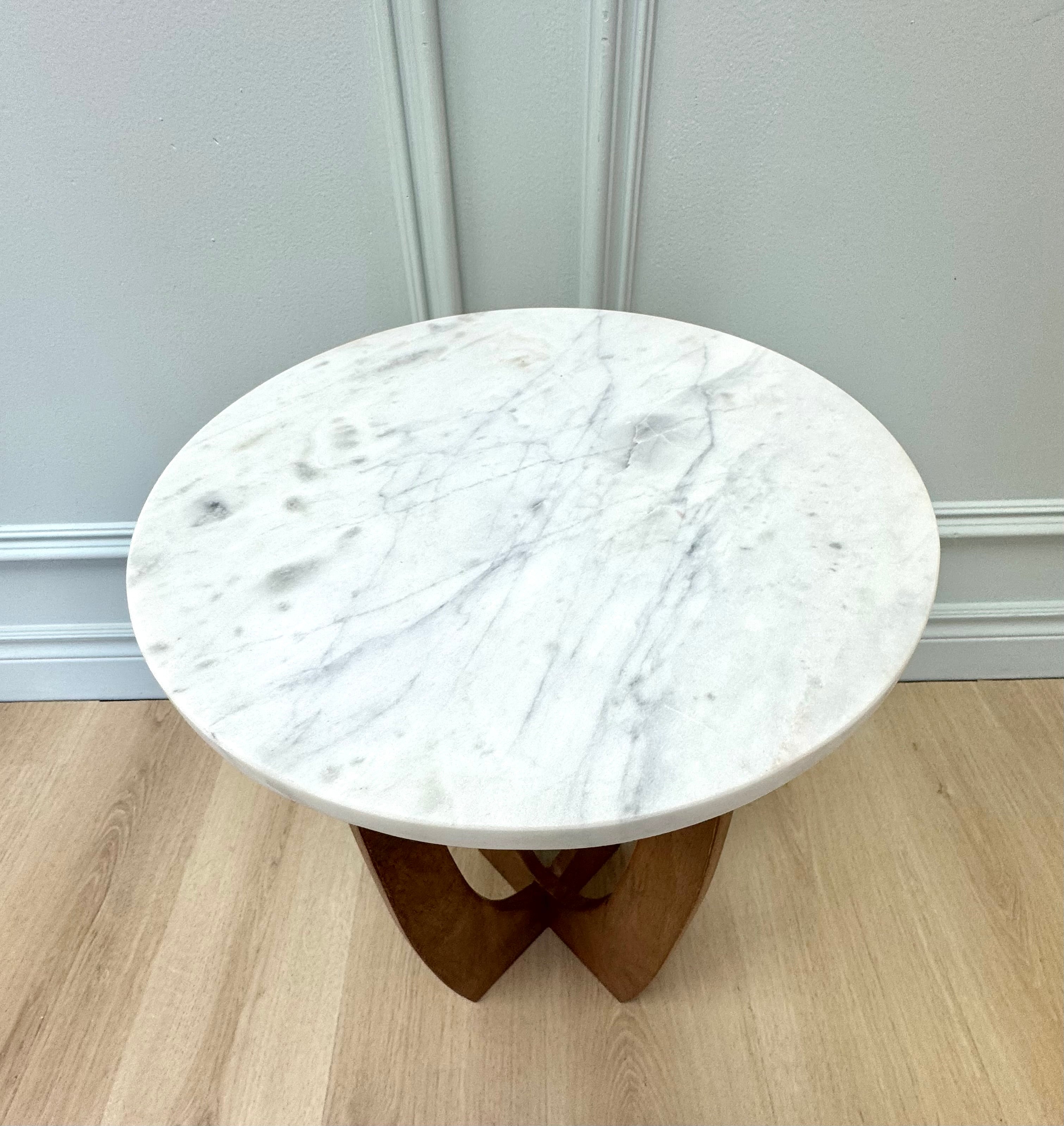 Curva Side Table with Marble Top (14" diameter x 22"H)