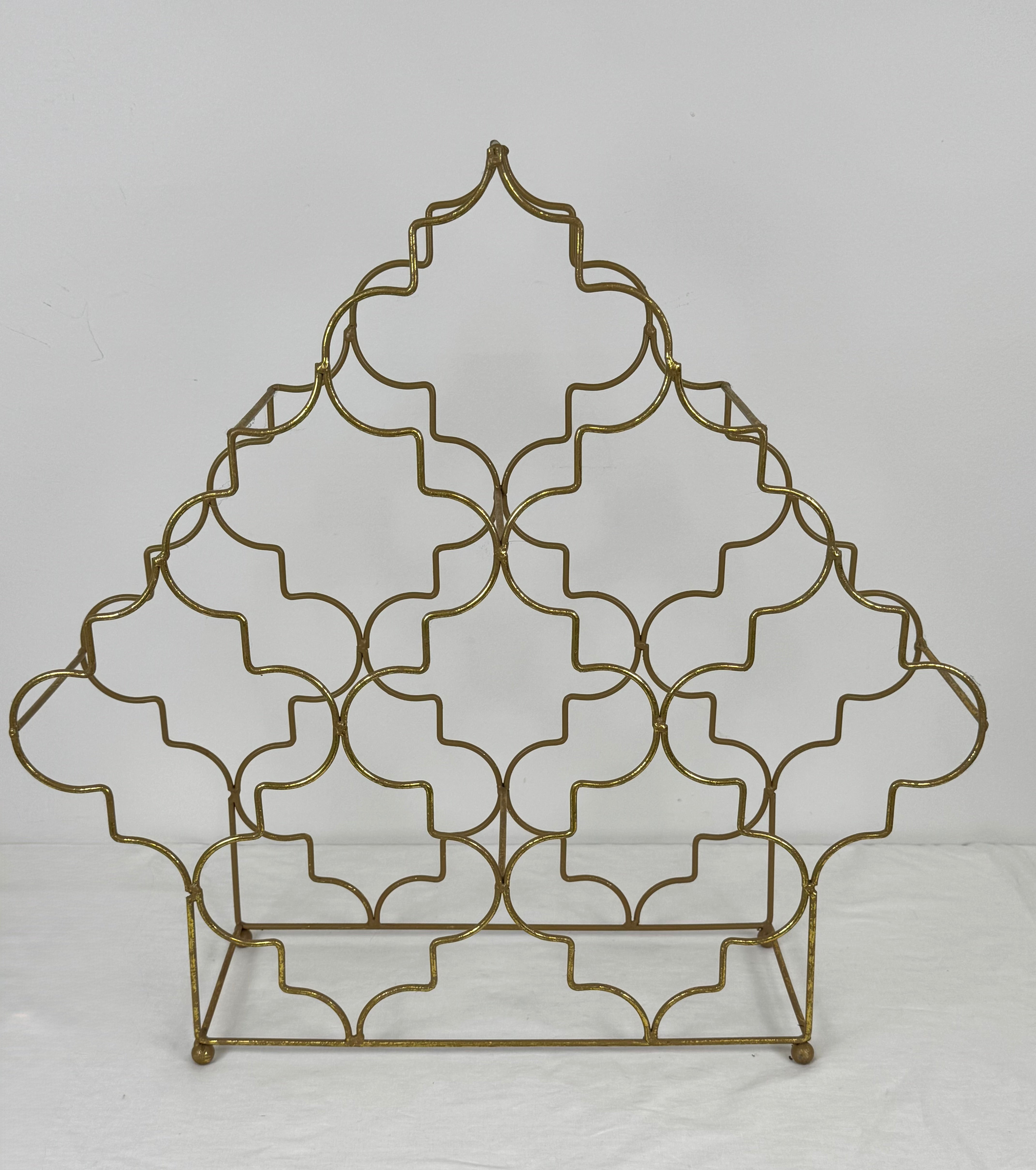 Worn Gold Quatrefoil Wine Rack