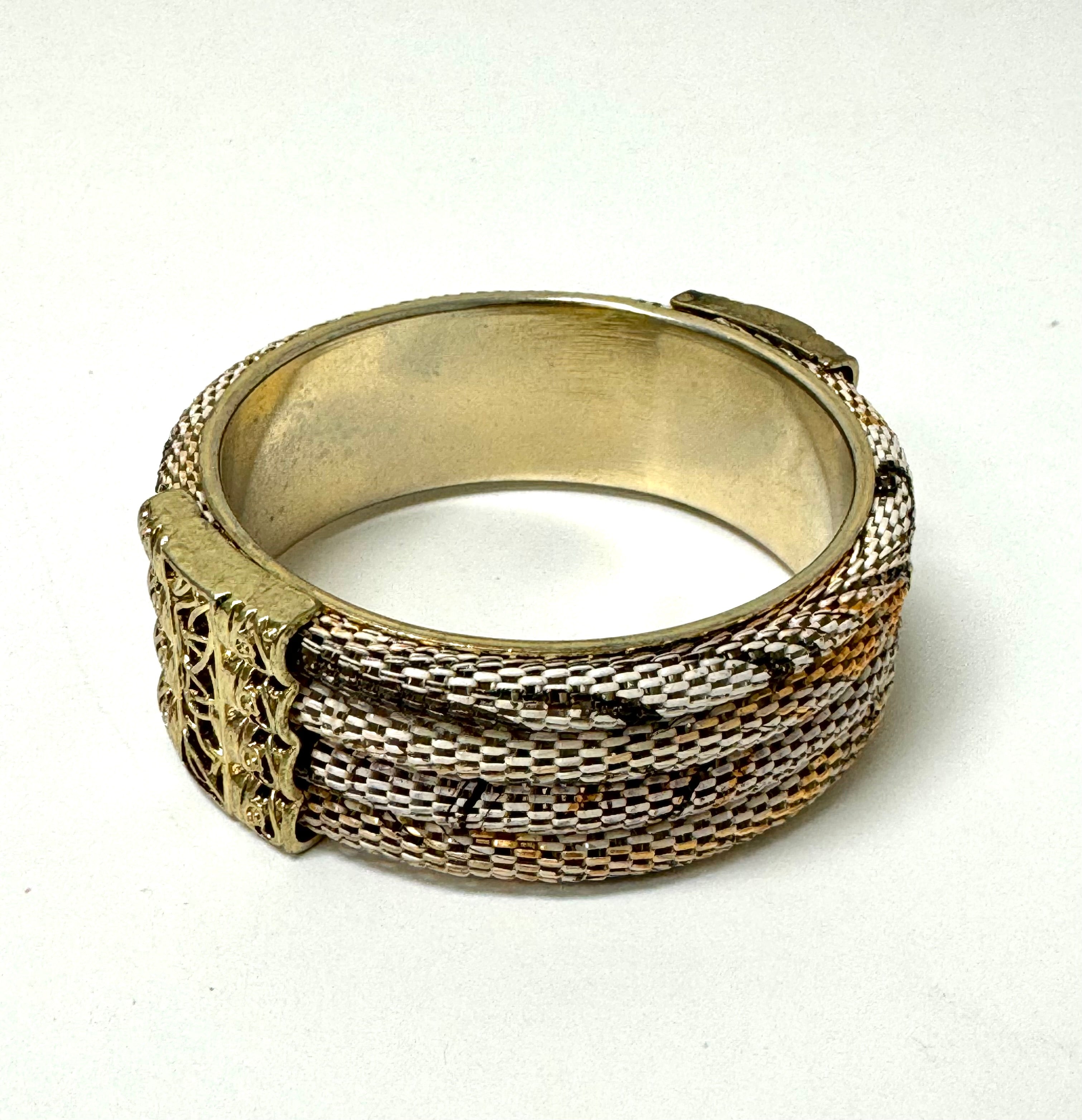 Ivory & Bronze Mesh Rope Bracelet