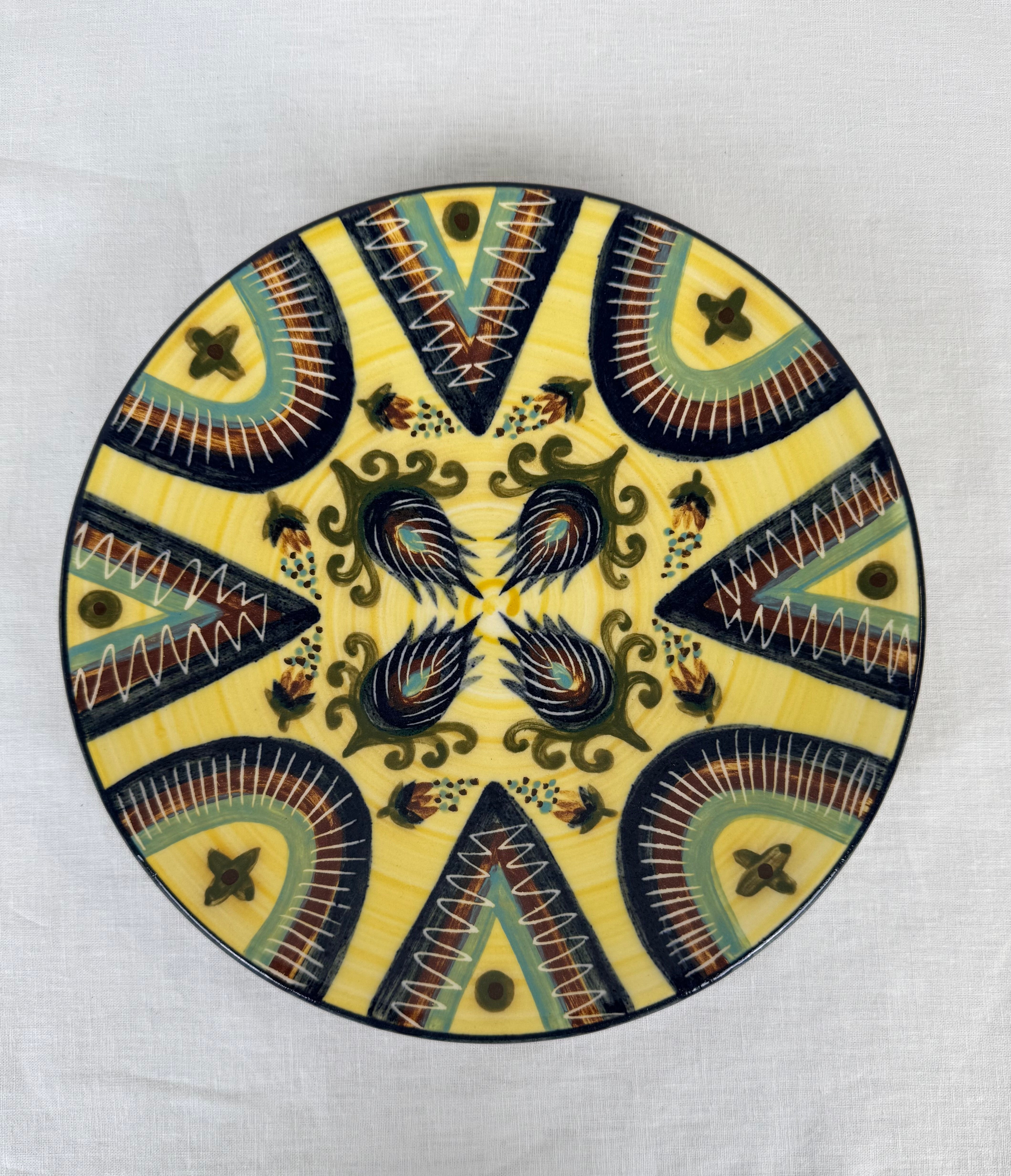 Hand-painted Decorative Yellow Plate