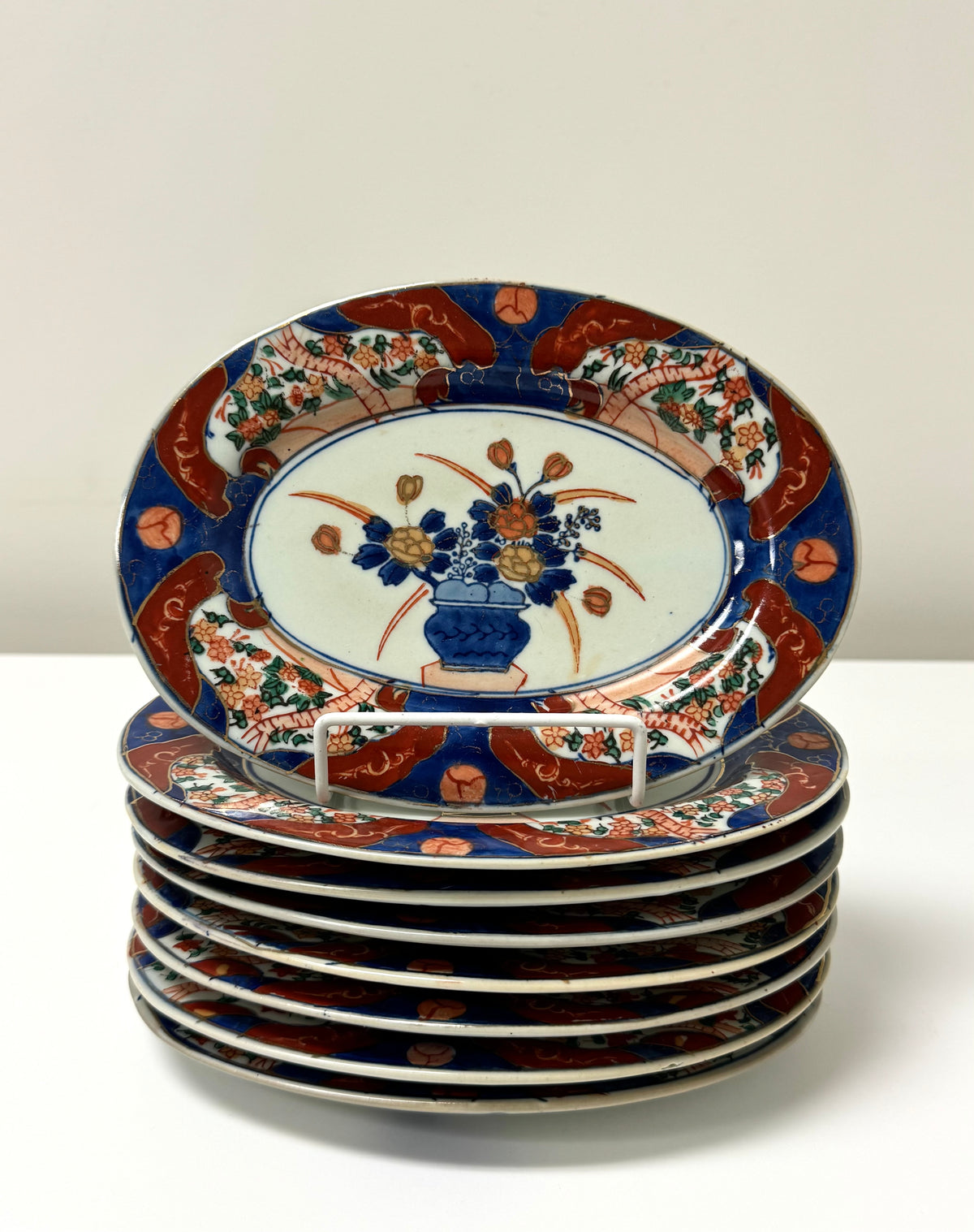 Vintage Japanese Imari Oval Plates Set of 8