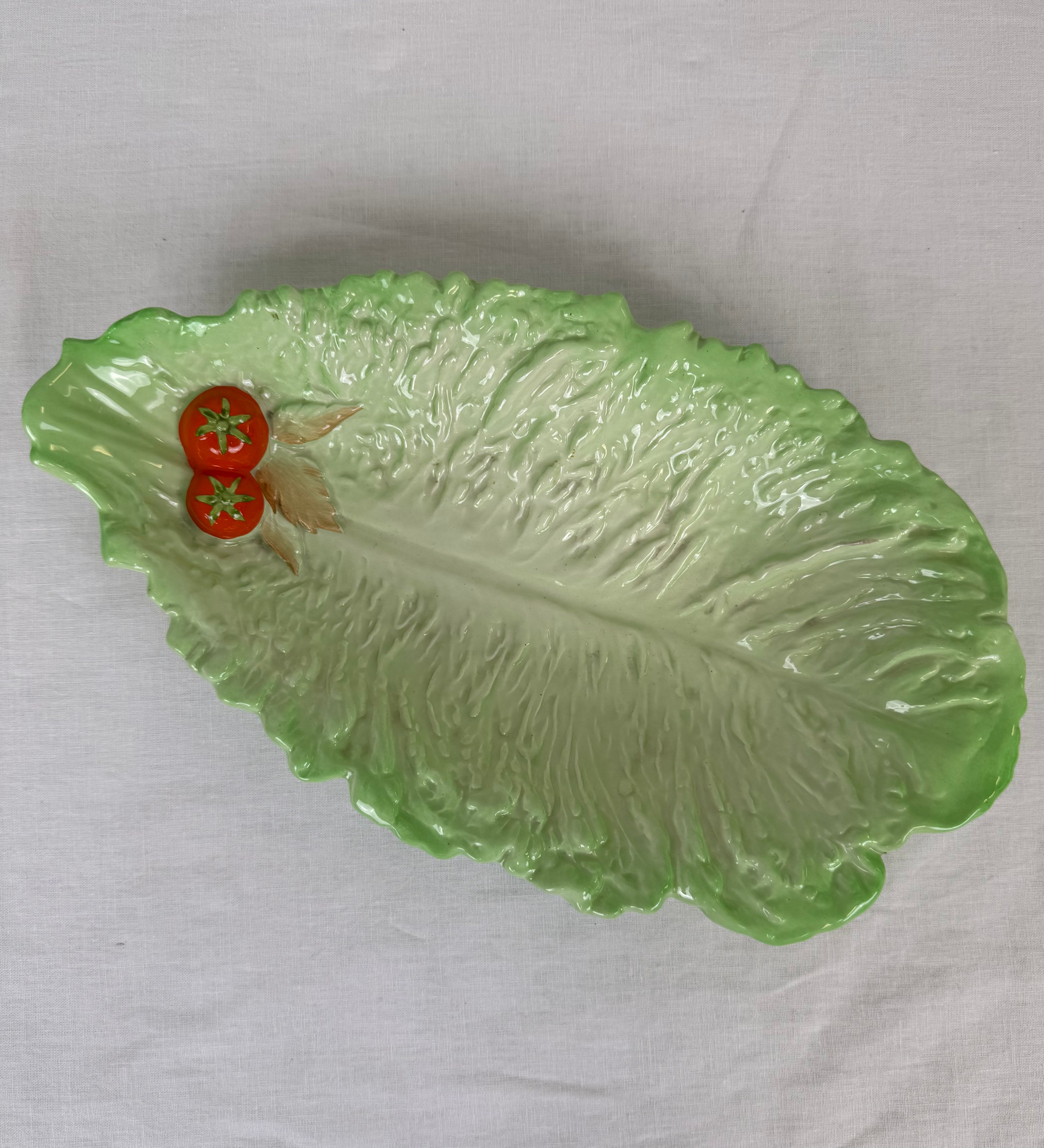 Vintage Lettuce Leaf Shallow Bowl
