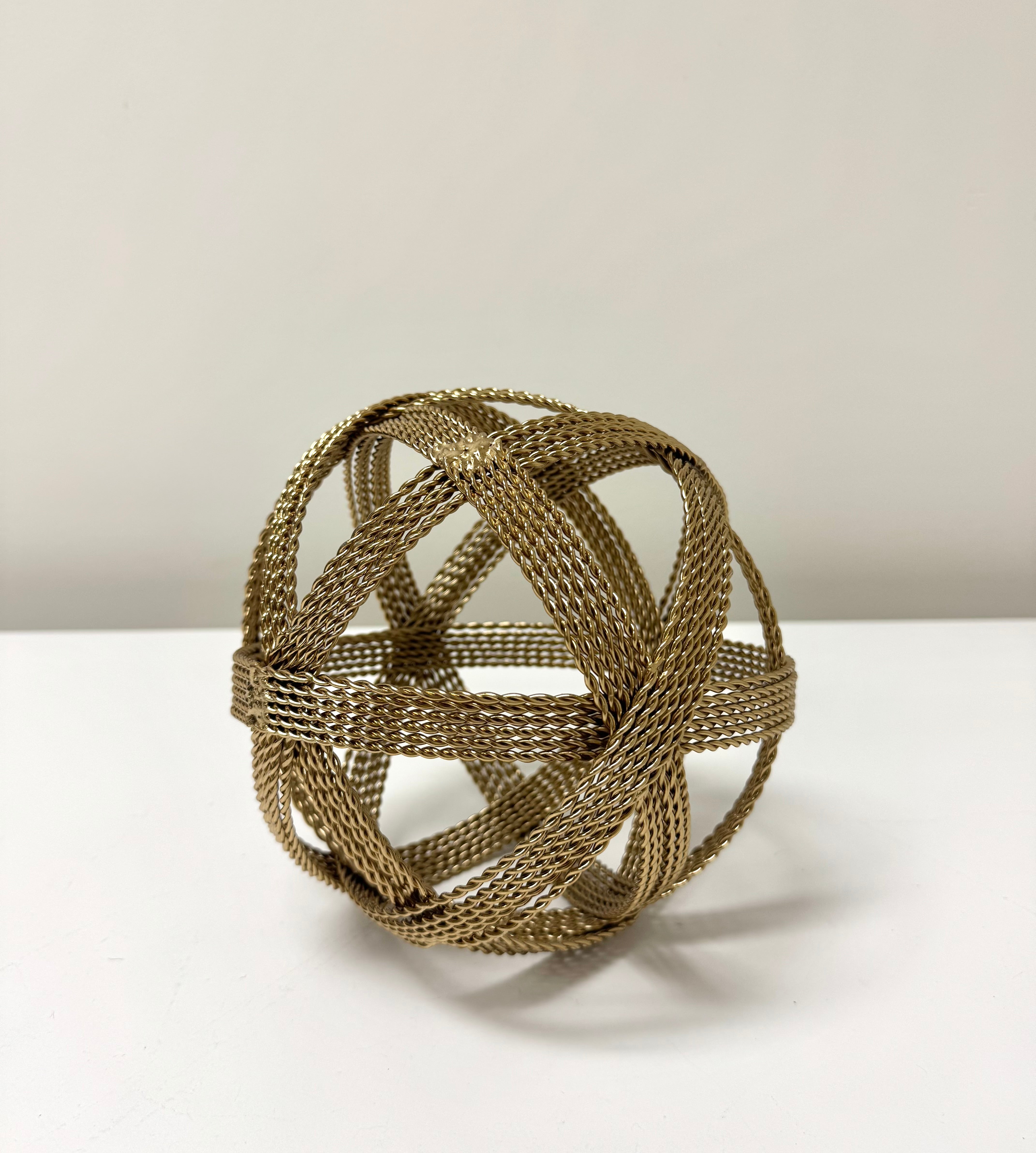 Woven Rope Brass Sphere Sculpture