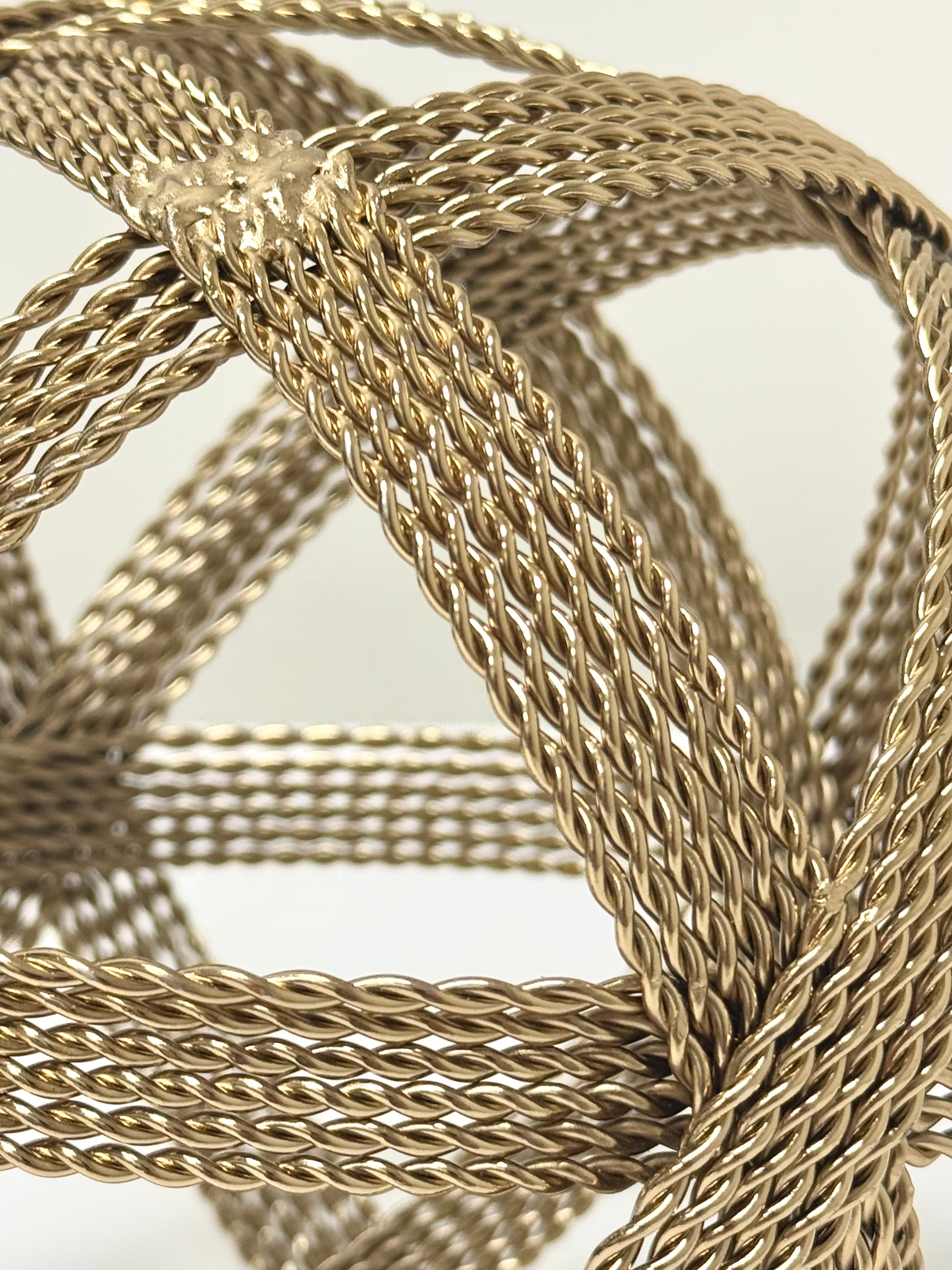 Woven Rope Brass Sphere Sculpture