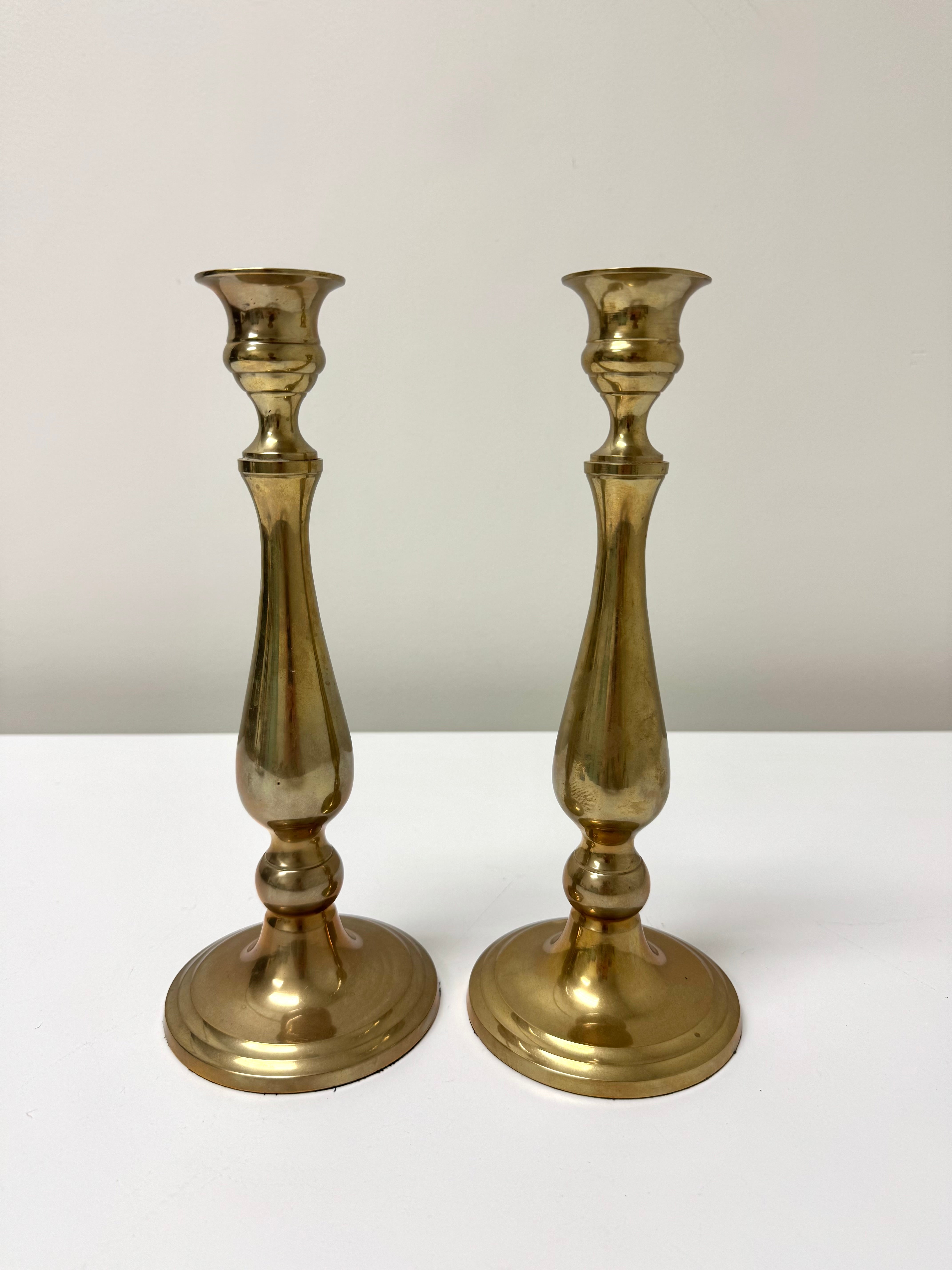 Vintage Bombay Aged Brass Candle Holders Set of 2