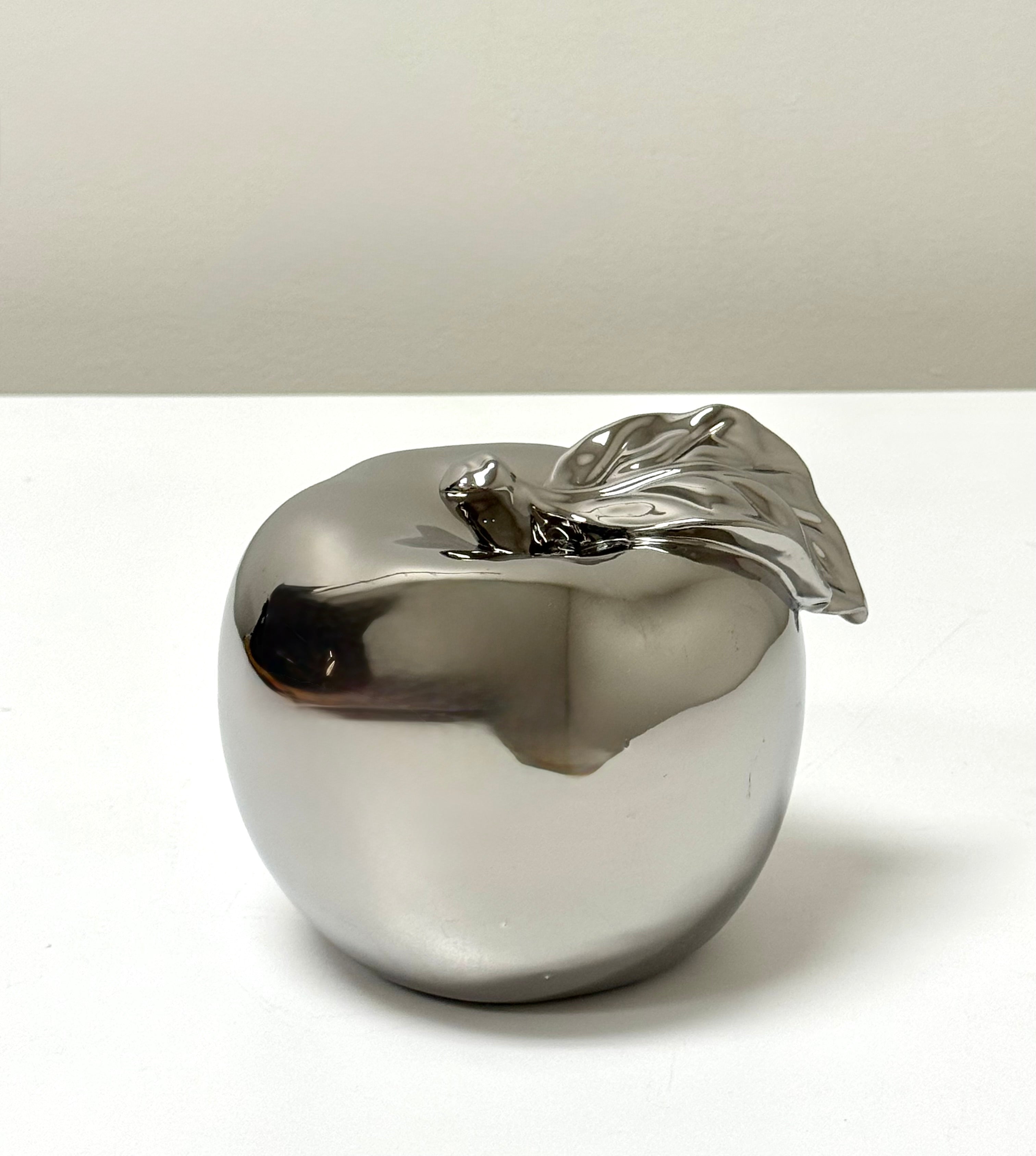 Silver Ceramic Apple
