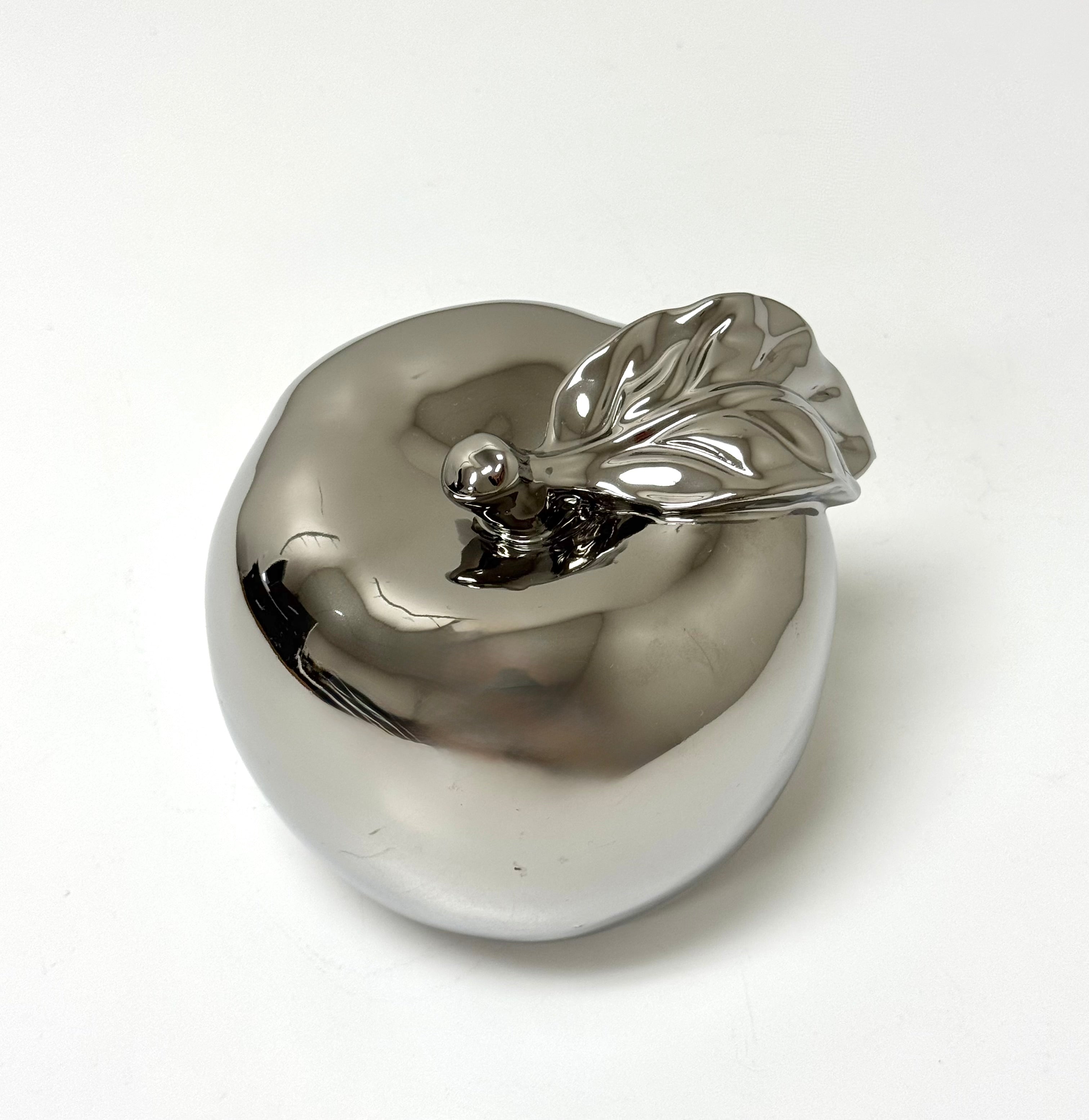 Silver Ceramic Apple
