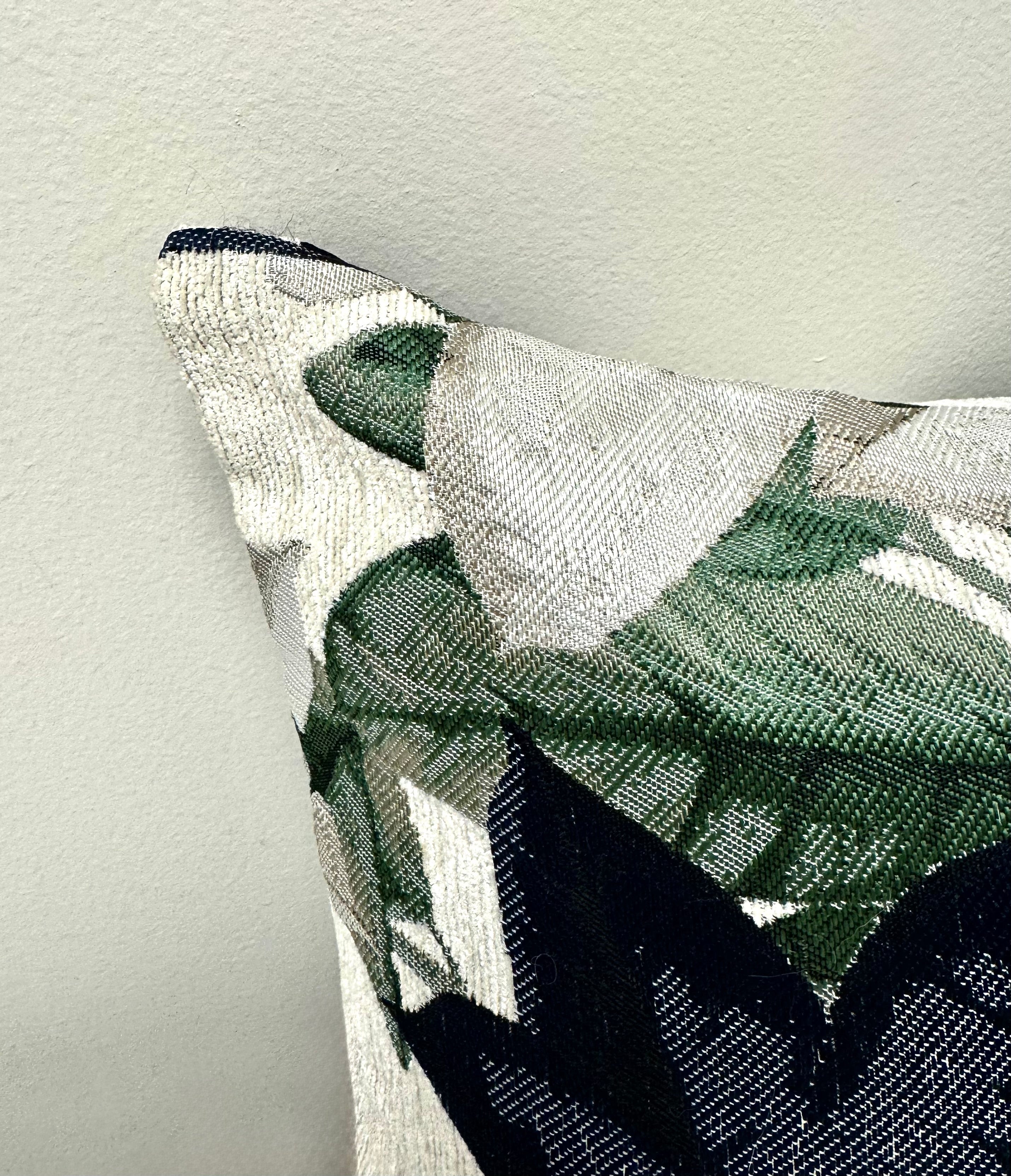 Navy & Green Botanical Leaf 26" x 14" Pillow