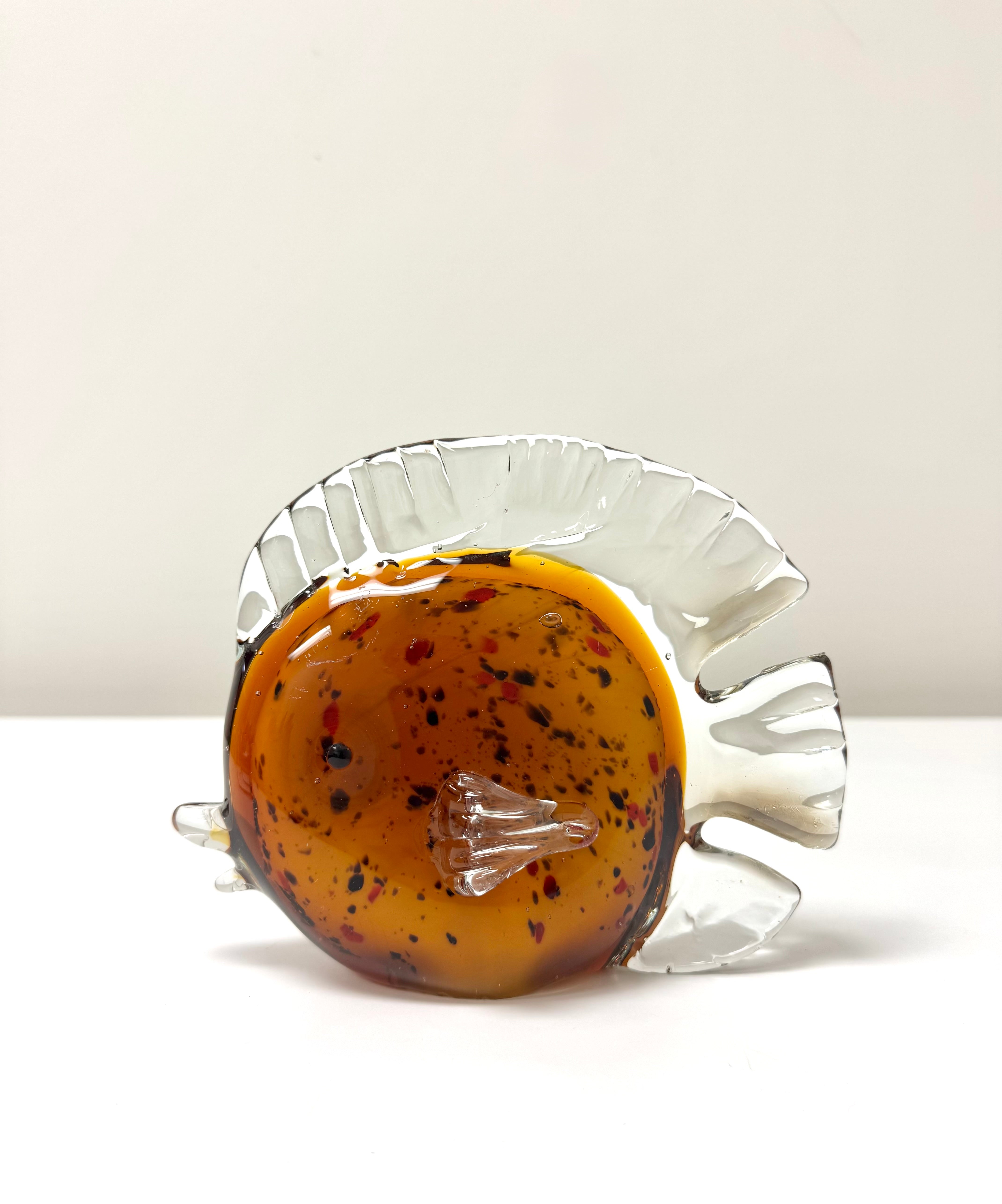 Dark Orange Speckled Tropical Fish Art Glass