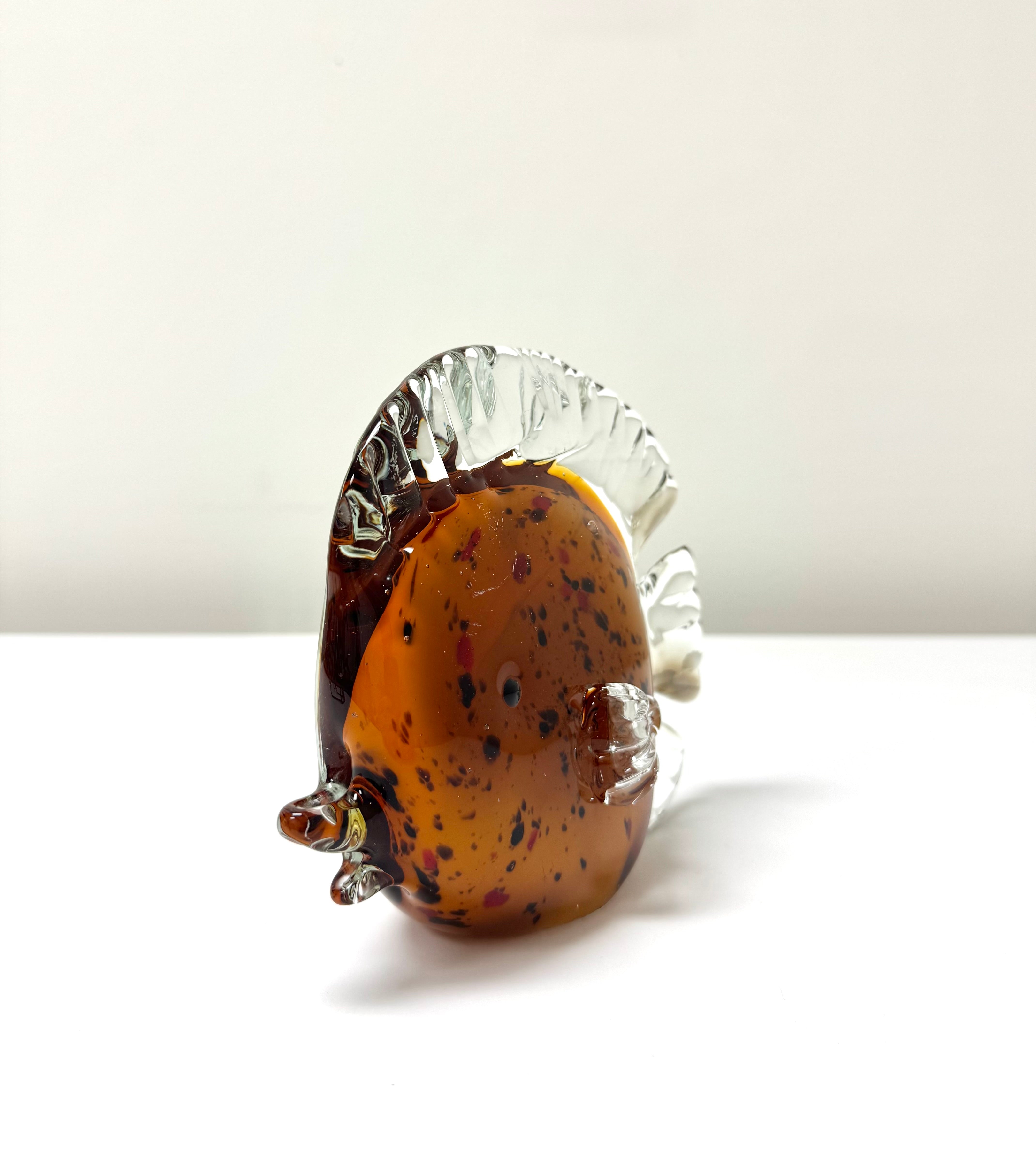 Dark Orange Speckled Tropical Fish Art Glass