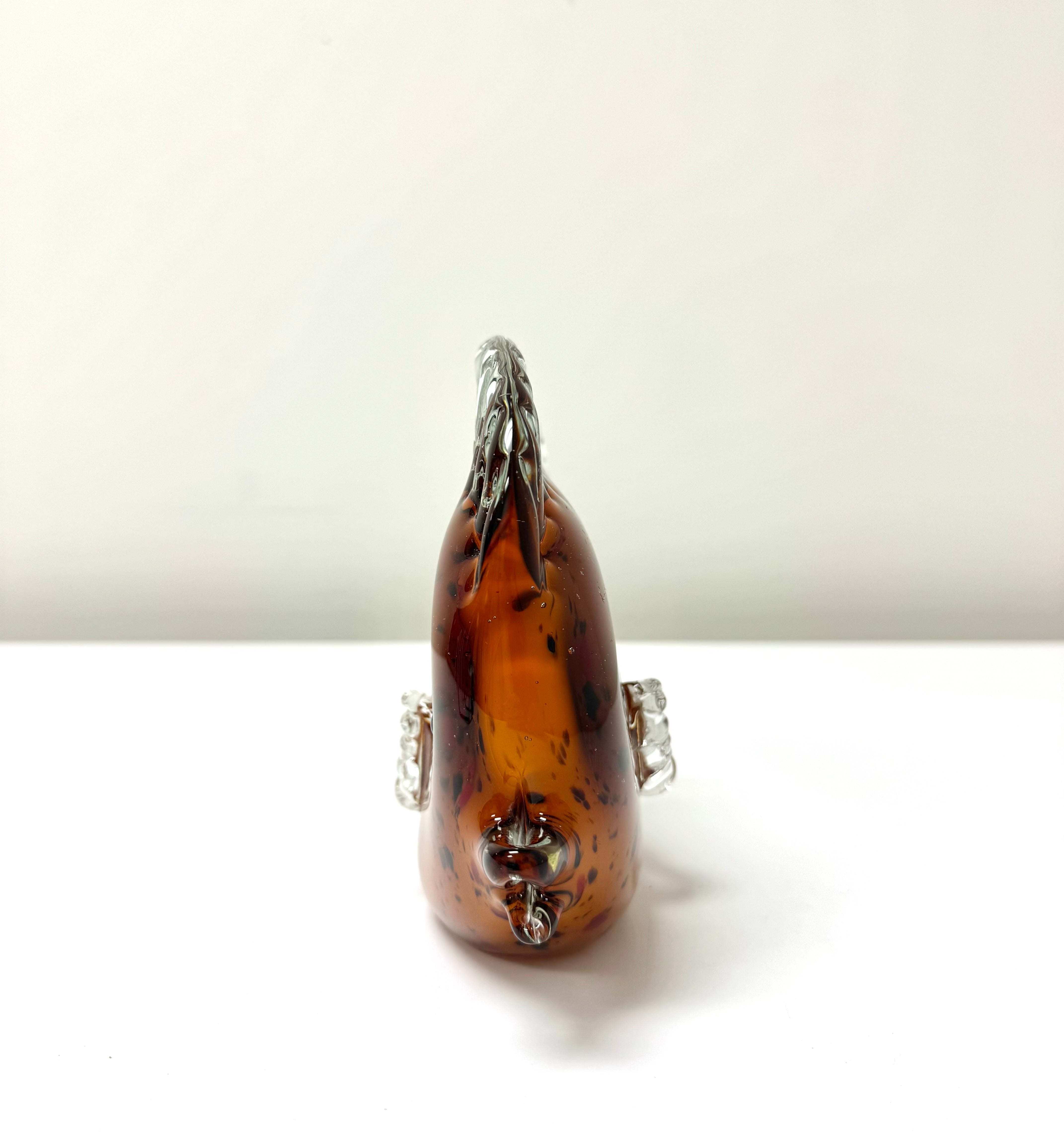 Dark Orange Speckled Tropical Fish Art Glass