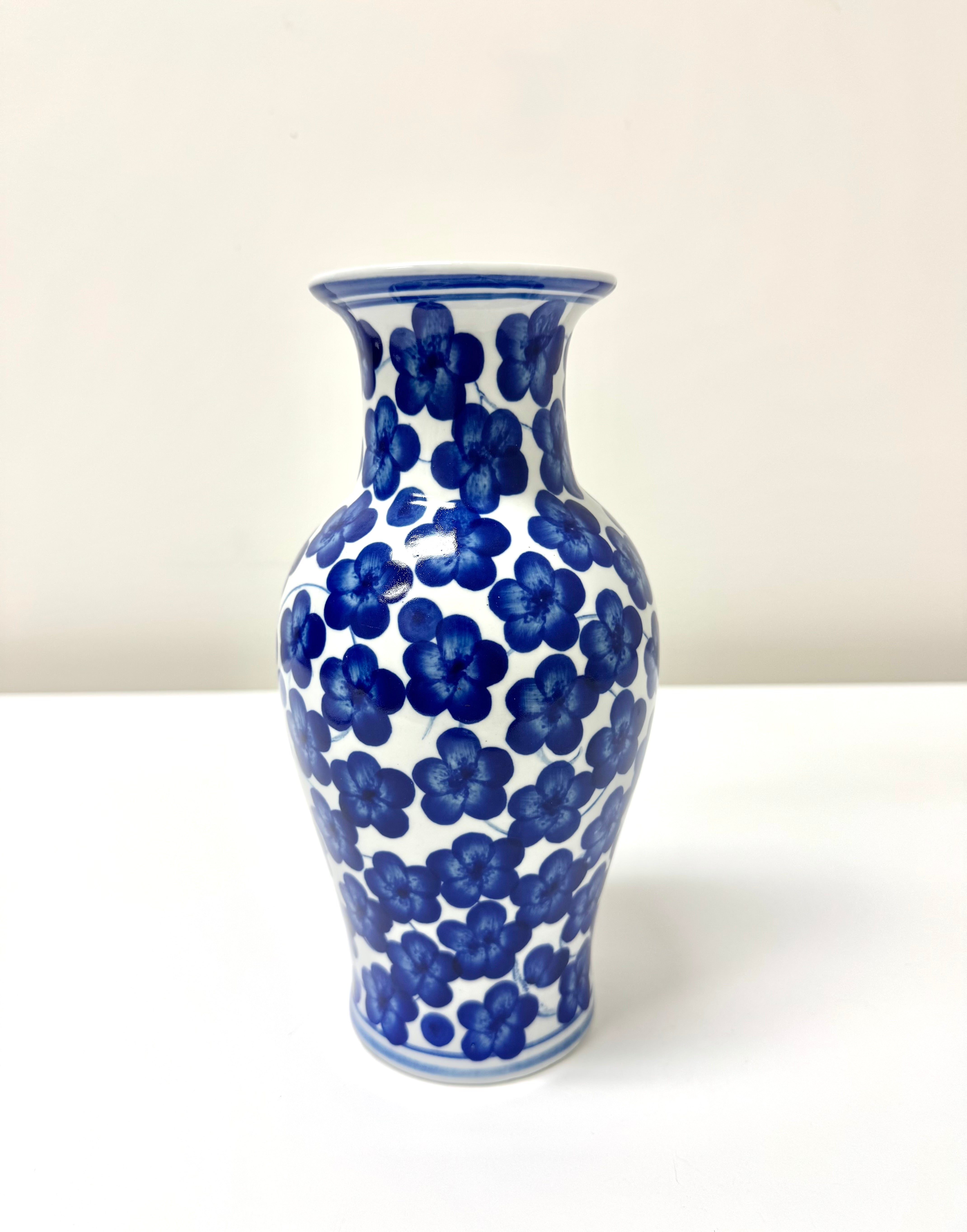 Vintage Cobalt Chinoiserie Floral Vase