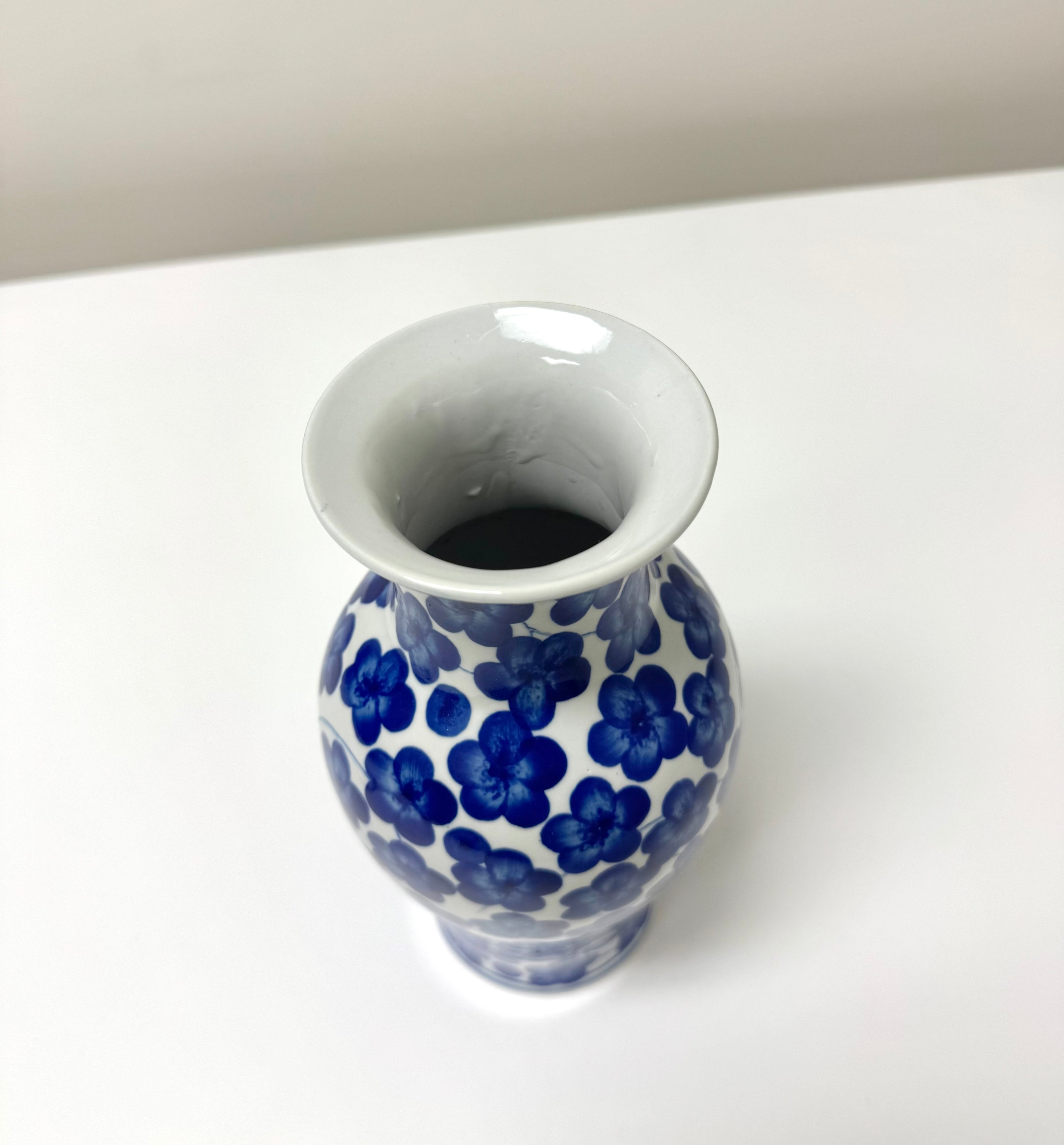 Vintage Cobalt Chinoiserie Floral Vase