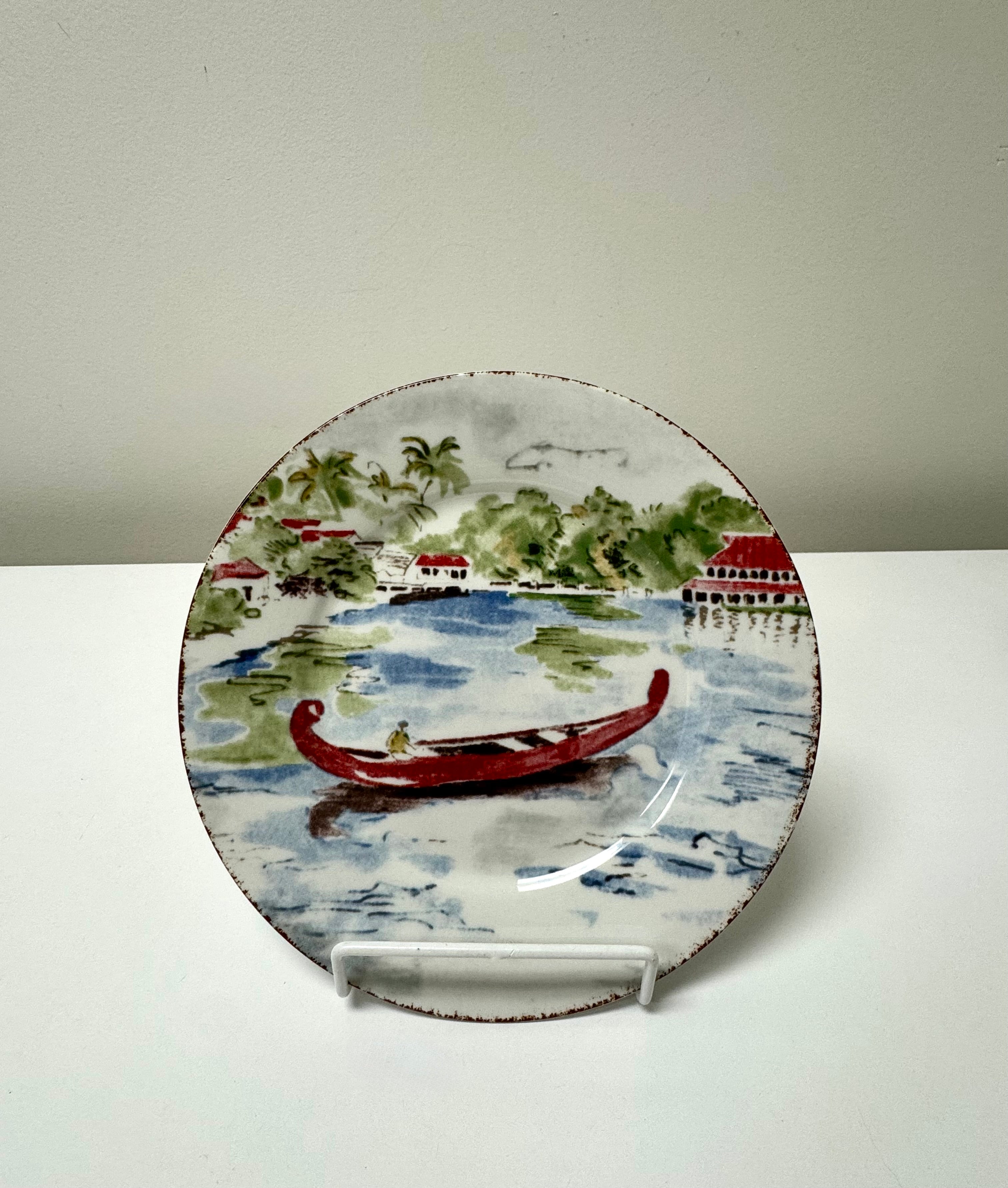 Vintage PIER 1 'Destination' 7-1/2" Plates Set of 7
