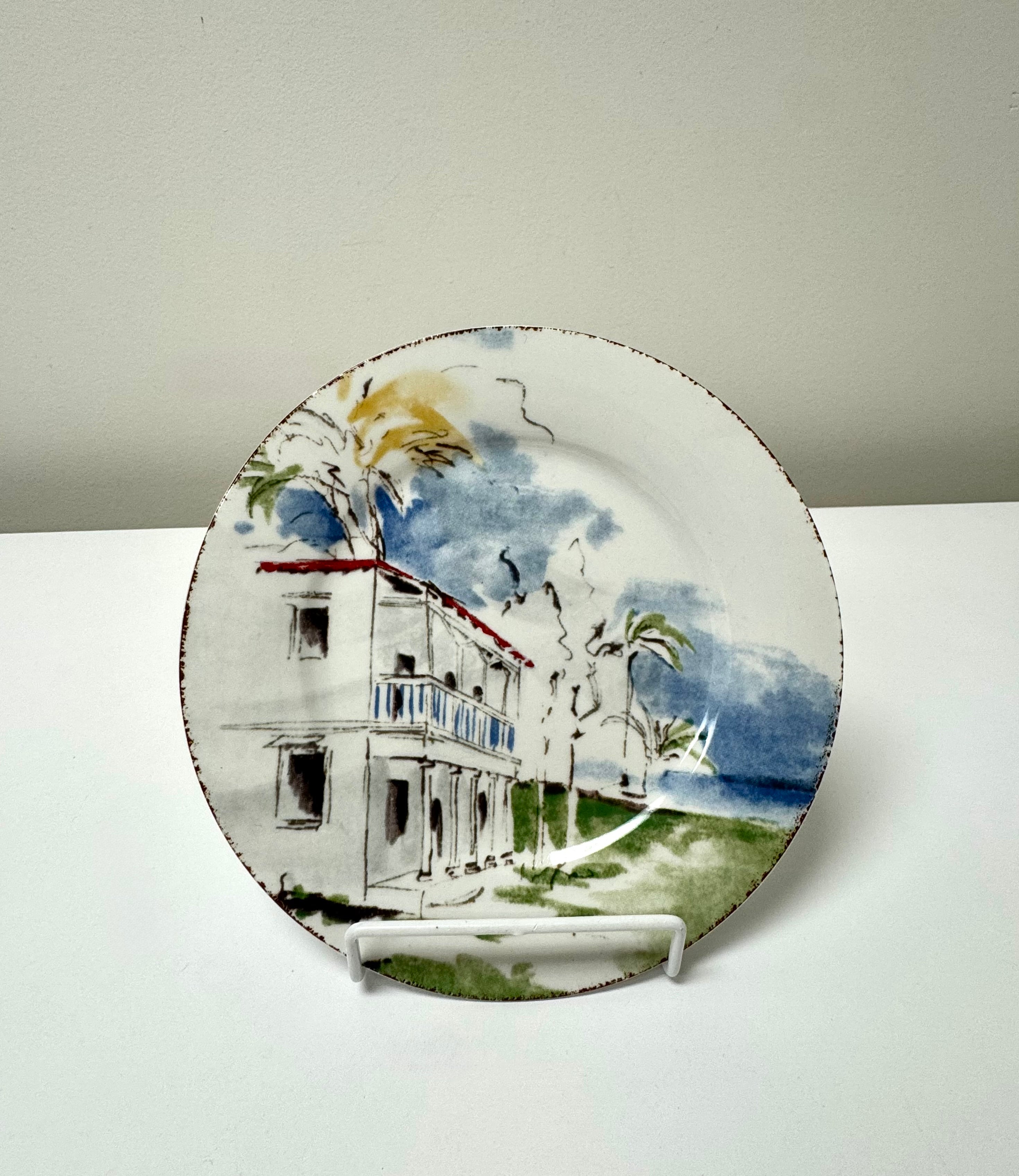 Vintage PIER 1 'Destination' 7-1/2" Plates Set of 7