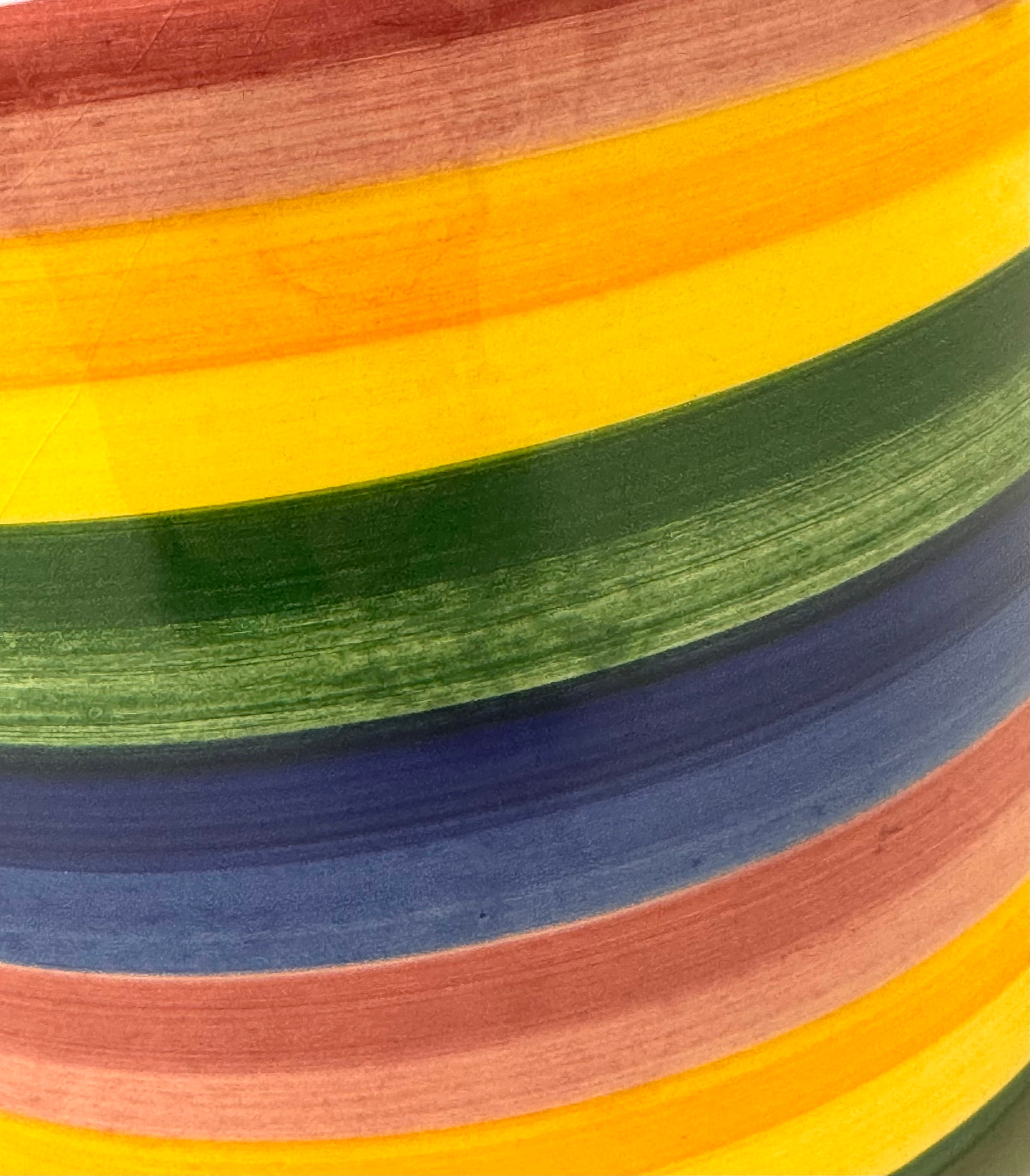 Hand-painted Multi-stripe 6" Canister