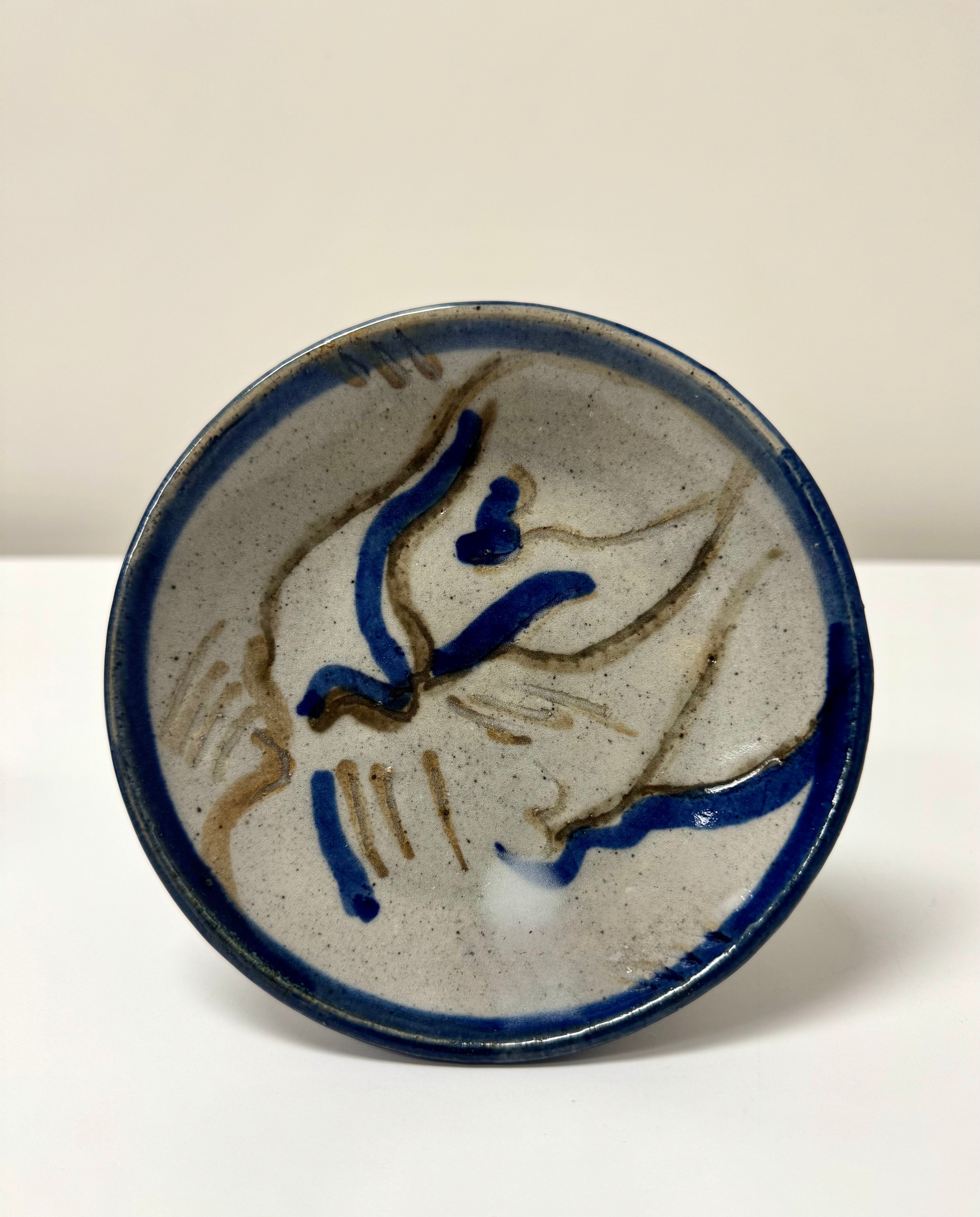 Hand-painted Stoneware Candle Holder