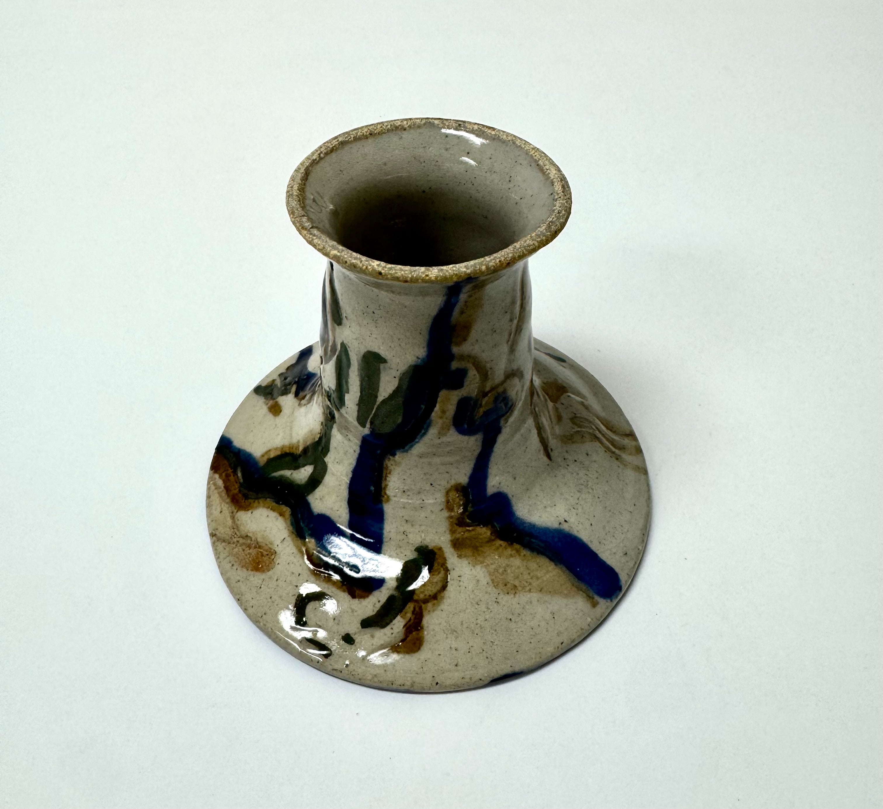 Hand-painted Stoneware Candle Holder