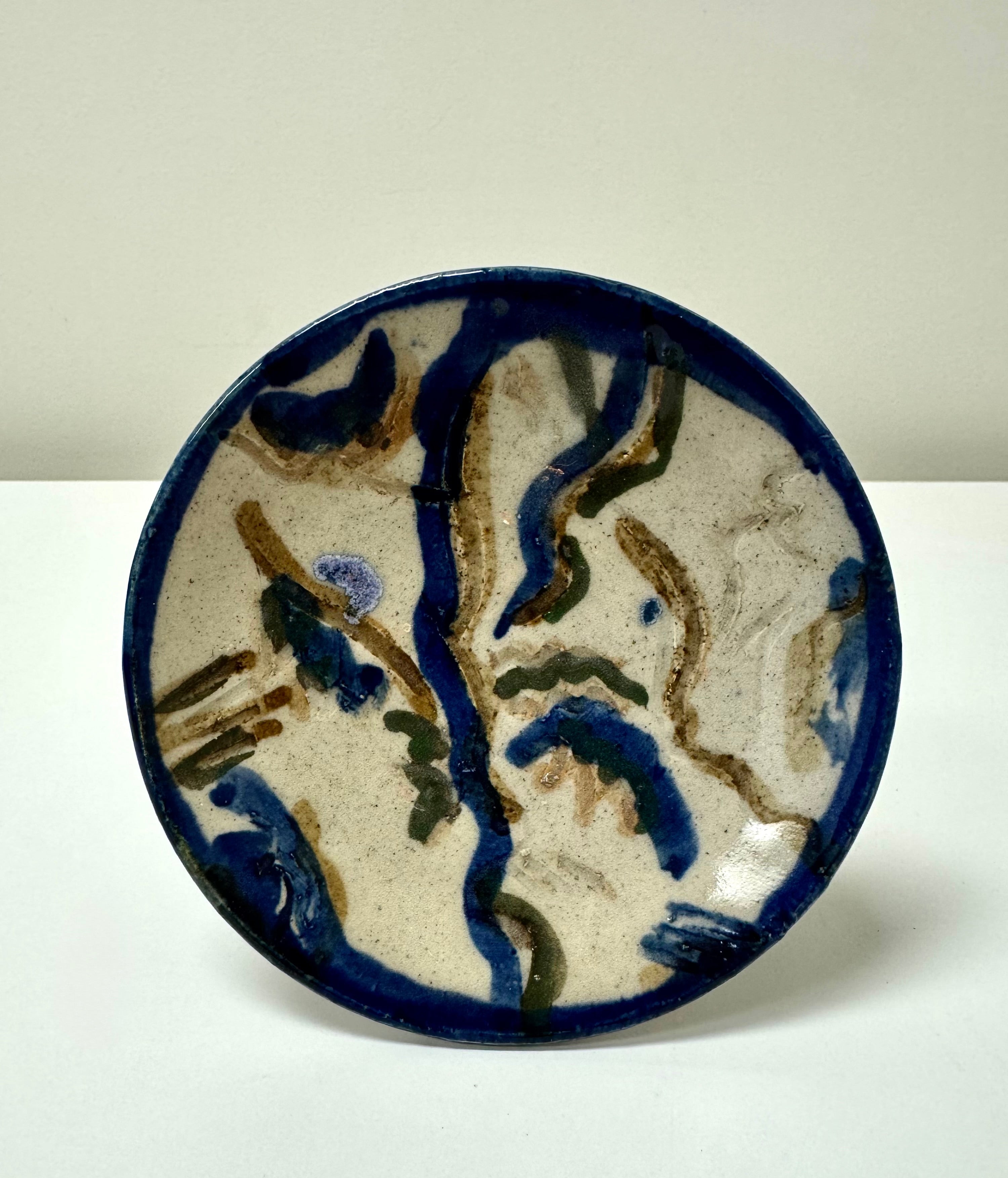 Hand-painted Stoneware Candle Holder