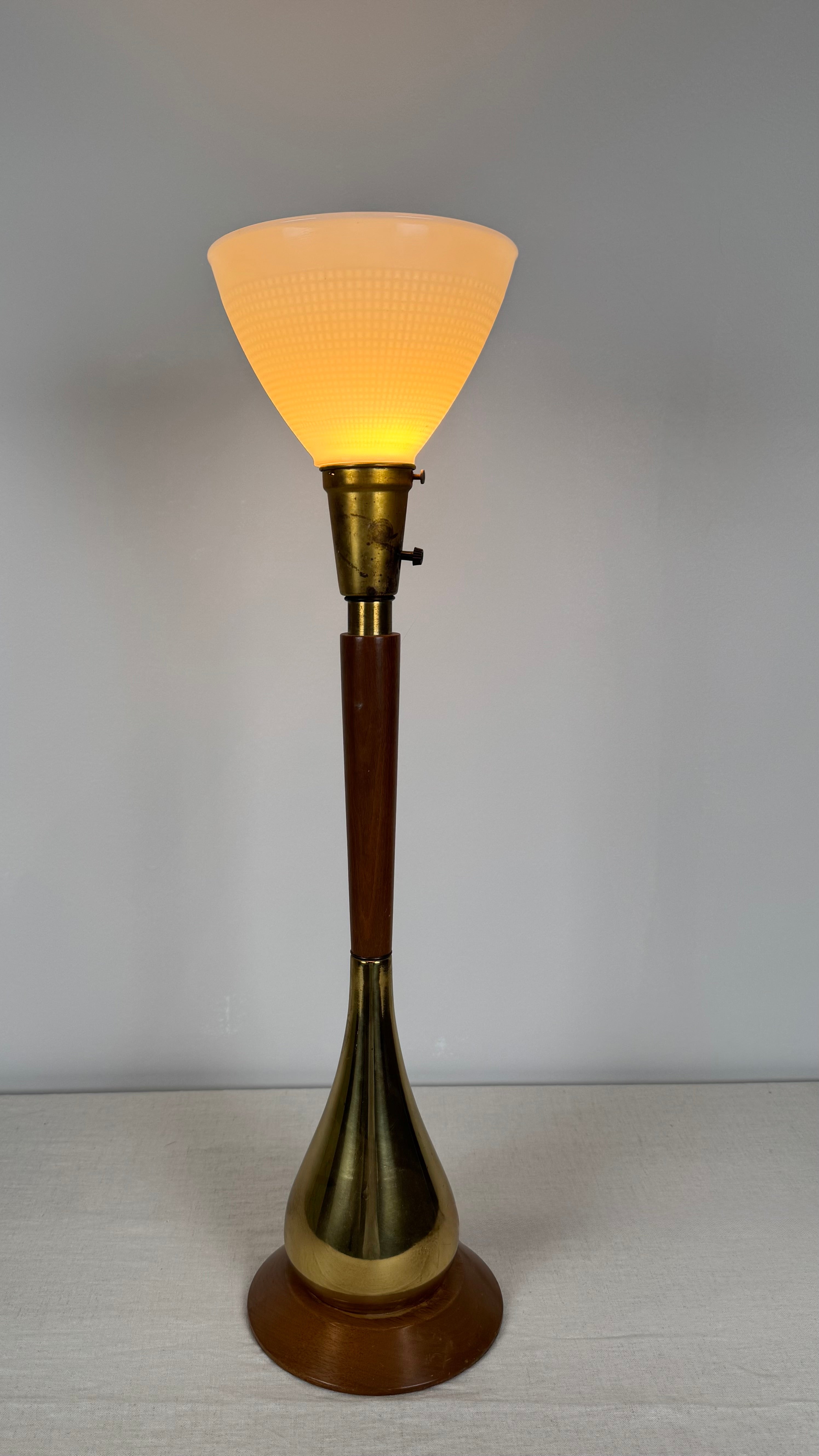 Vintage MCM Teak and Brass Lamp