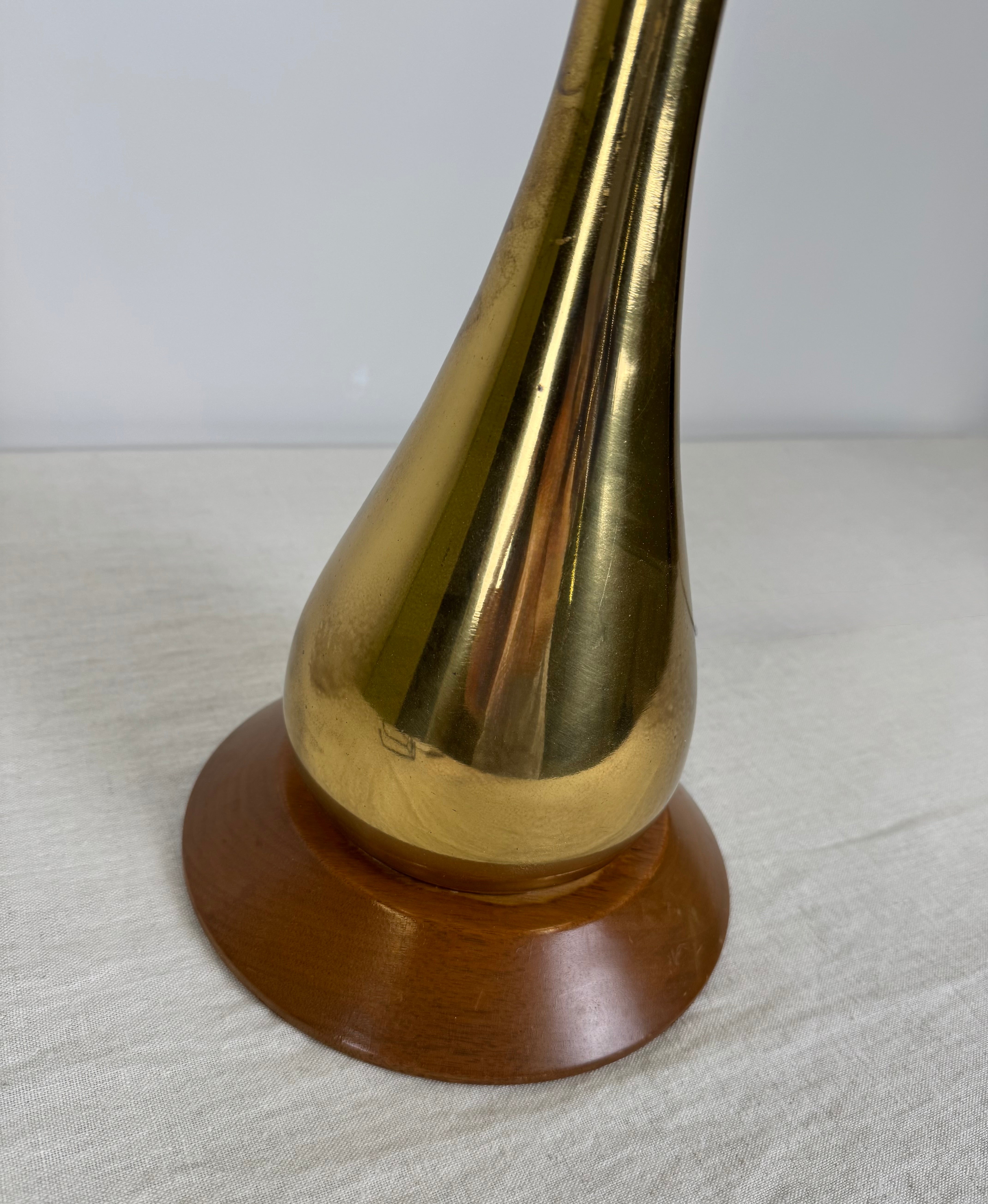 Vintage MCM Teak and Brass Lamp