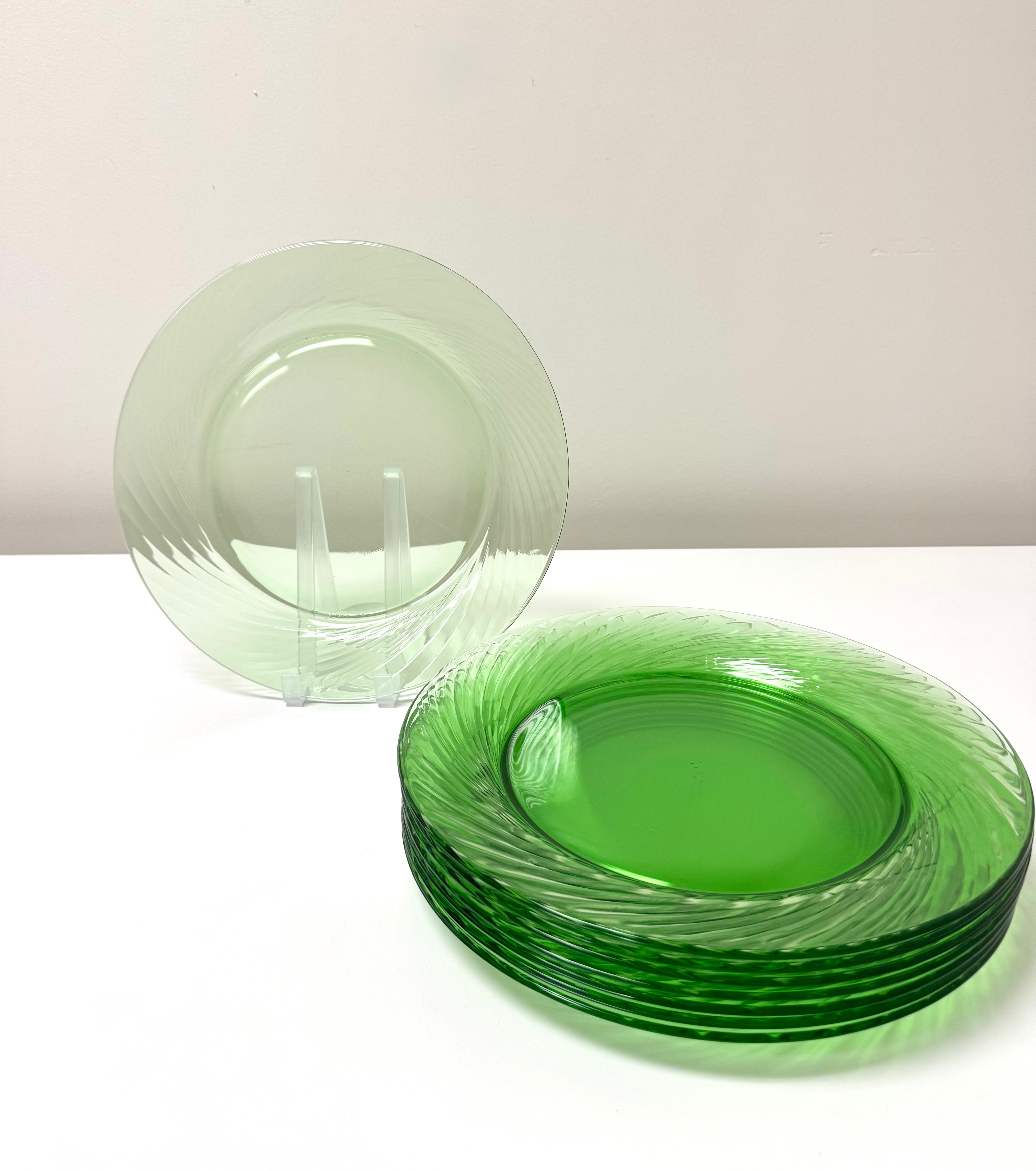Vintage PYREX 'Festiva' Spring Green Swirl 12" Plates Set of 8